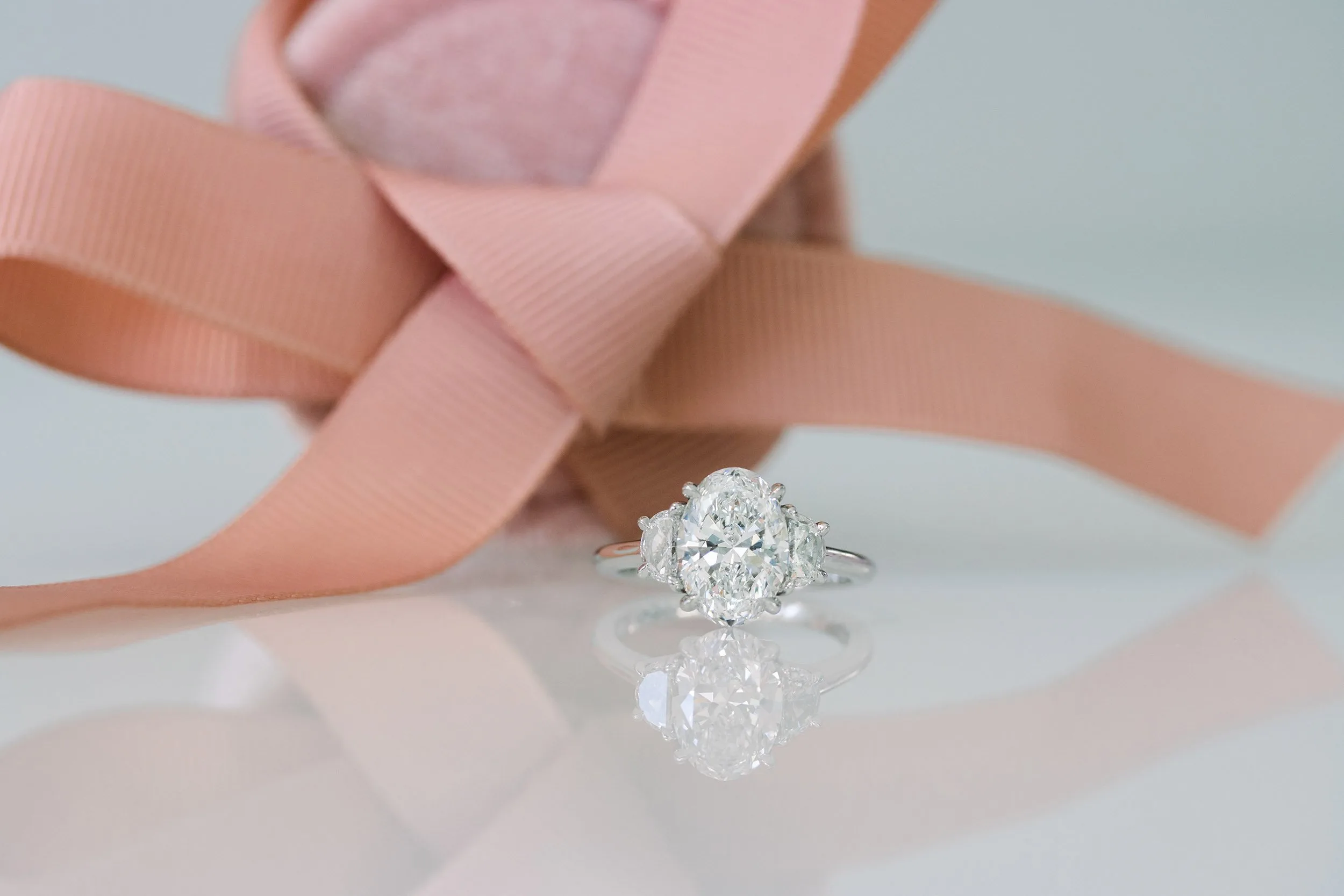 platinum 2.5 ct oval and half moon three stone lab diamond engagement ring ada diamonds design ad 277