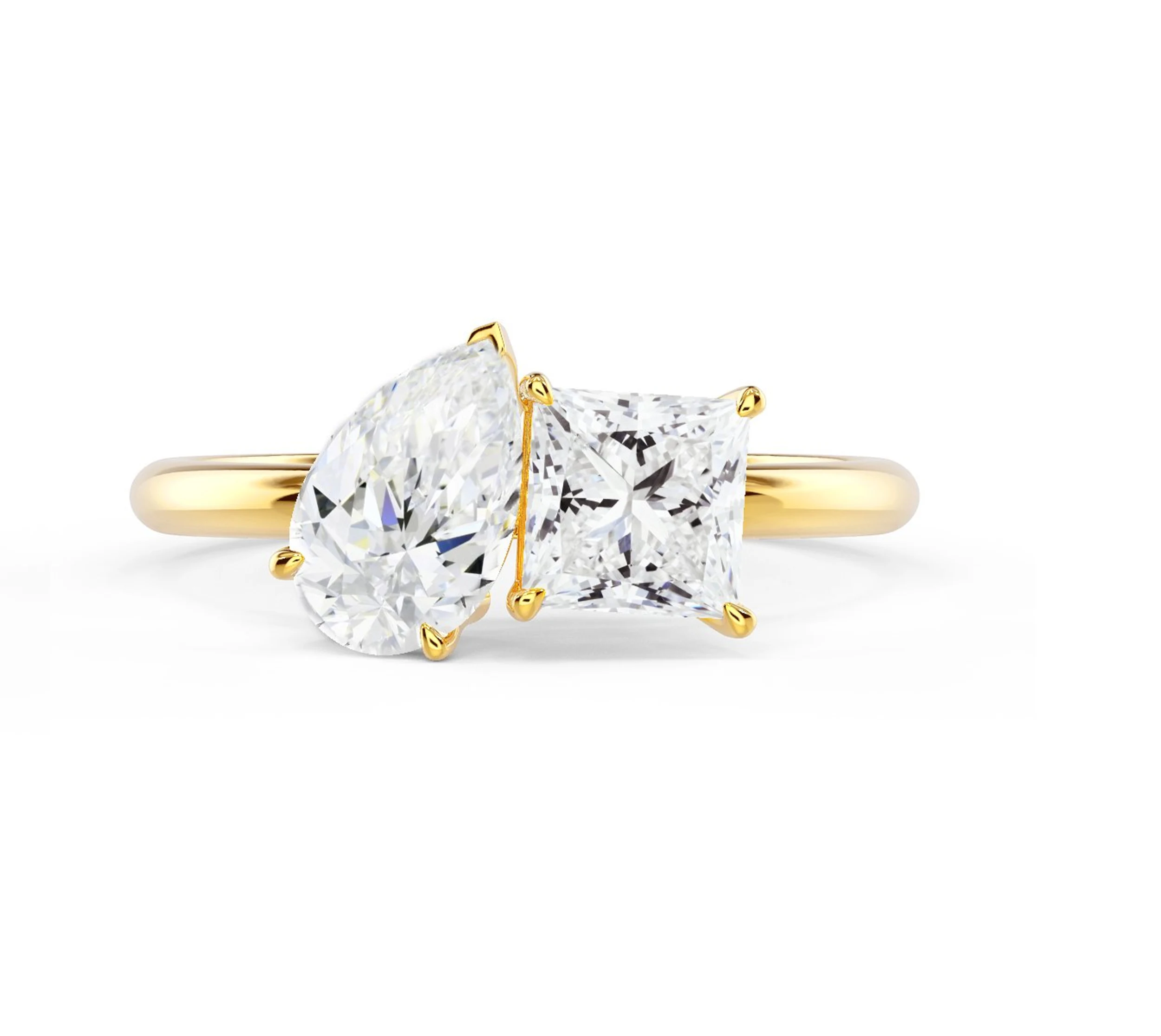 two stone lab diamond engagement ring