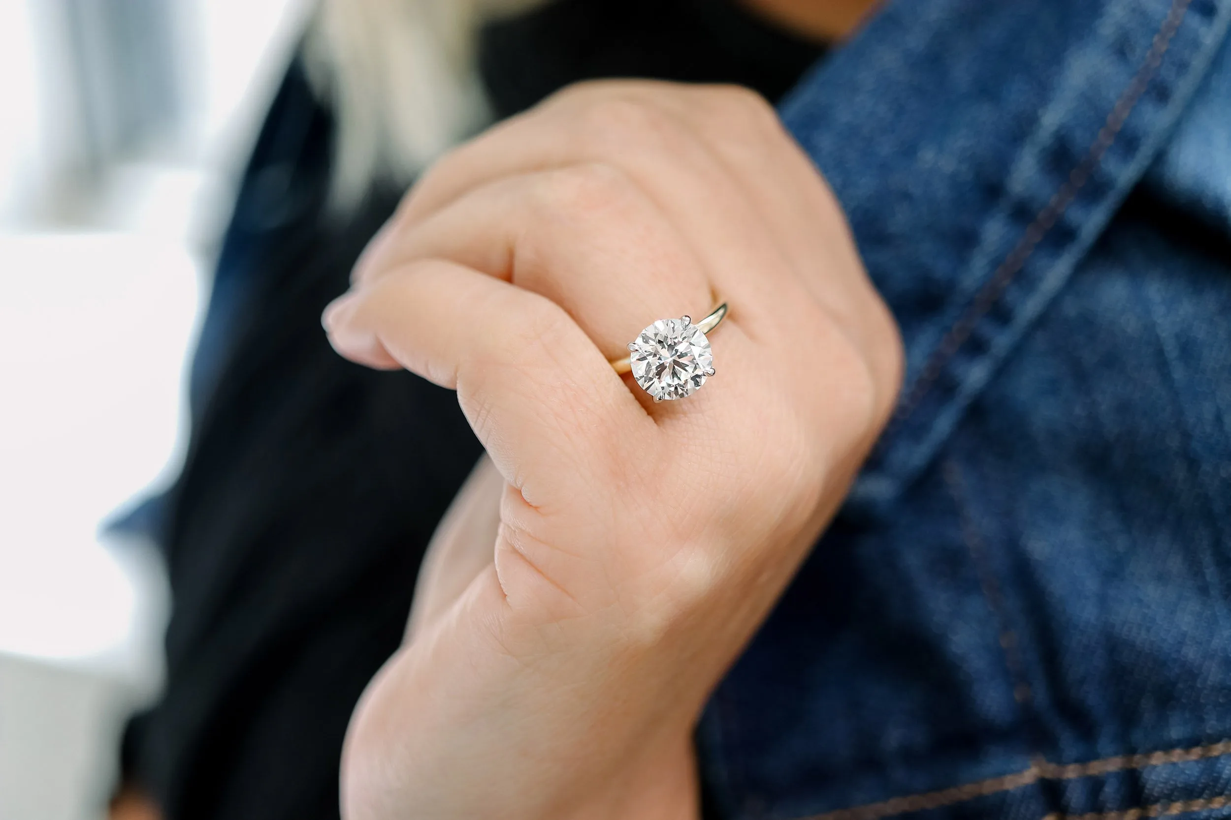 Three Carat Round Lab Grown Diamond Engagement Rings