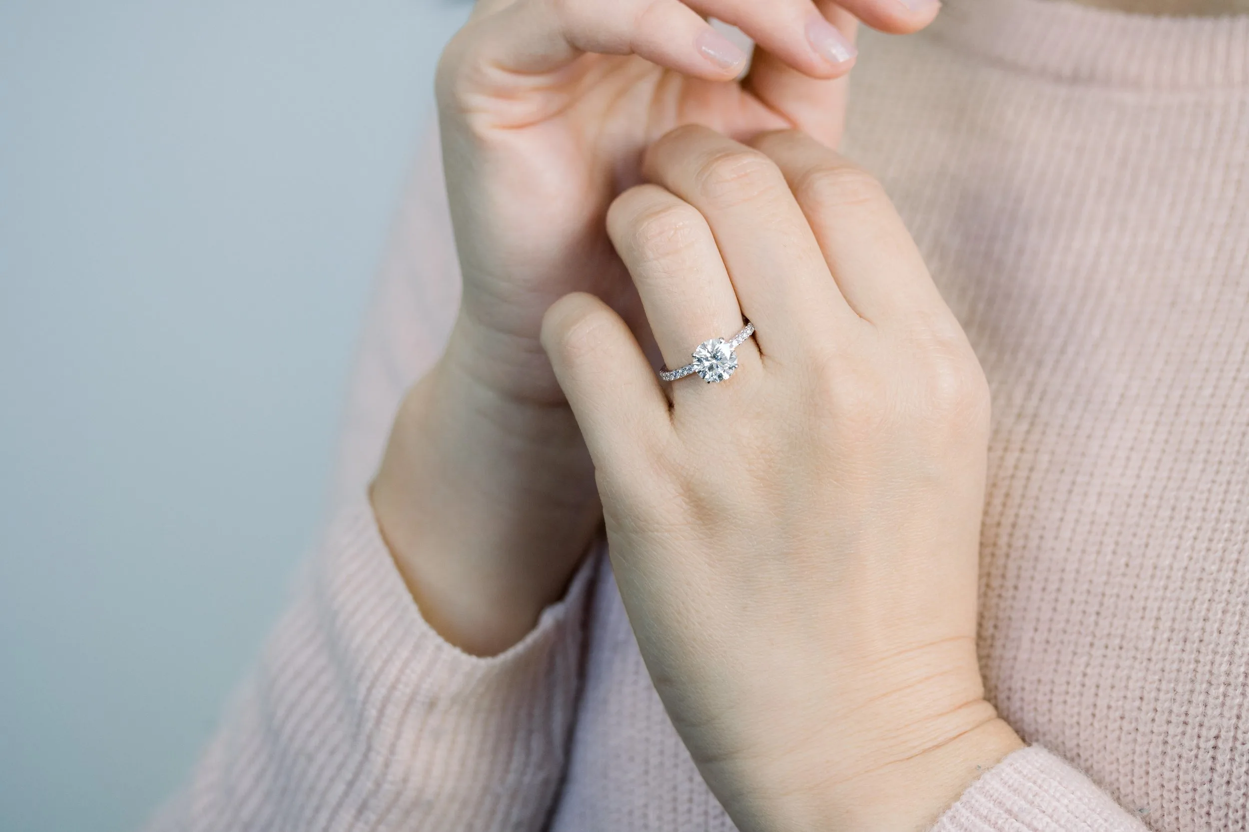 2 carat round lab diamond engagement ring with diamond band platinum ada diamonds design ad 134