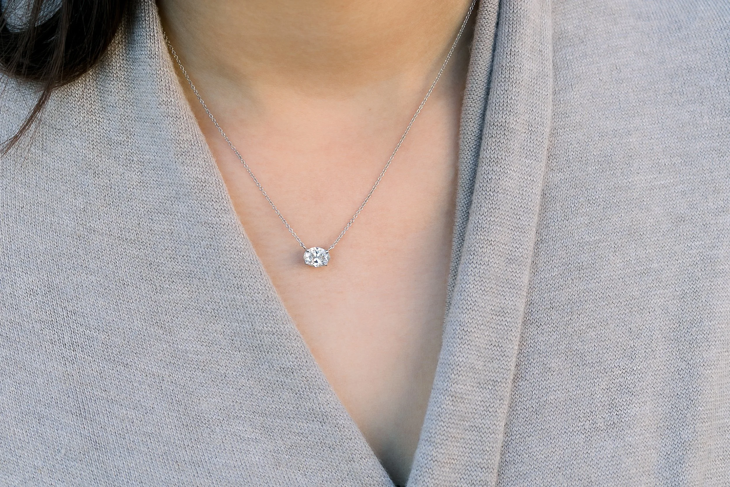 white gold 1 carat oval lab diamond pendant ada diamonds design ad297 on model
