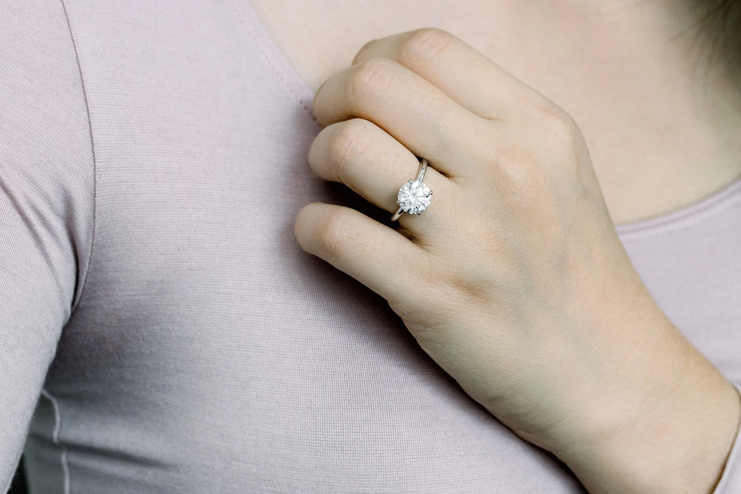platinum 2 carat round lab diamond solitaire engagement ring ada diamonds design ad066 on model
