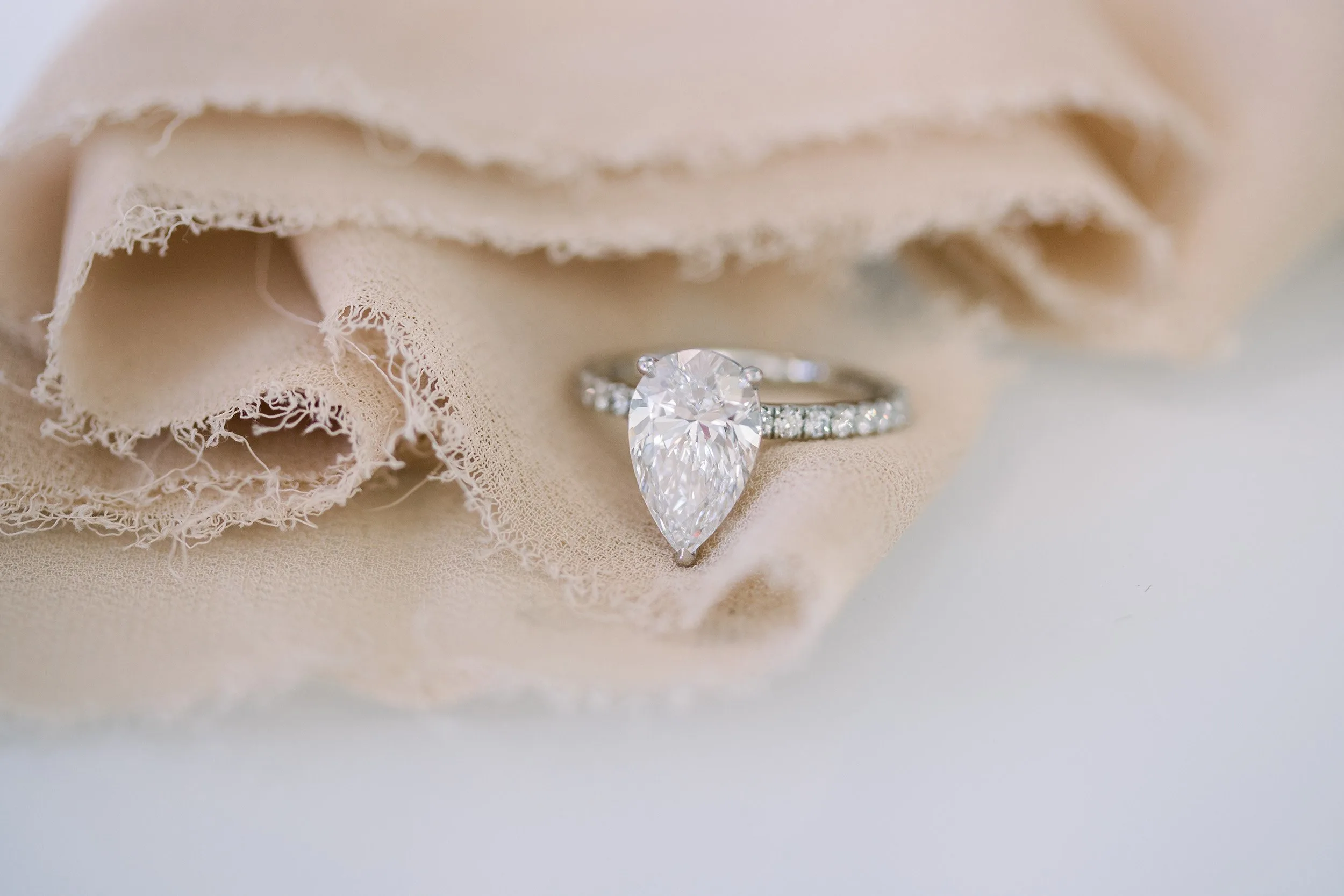 Pear Pavé Lab diamond engagement ring in platinum ada diamonds
