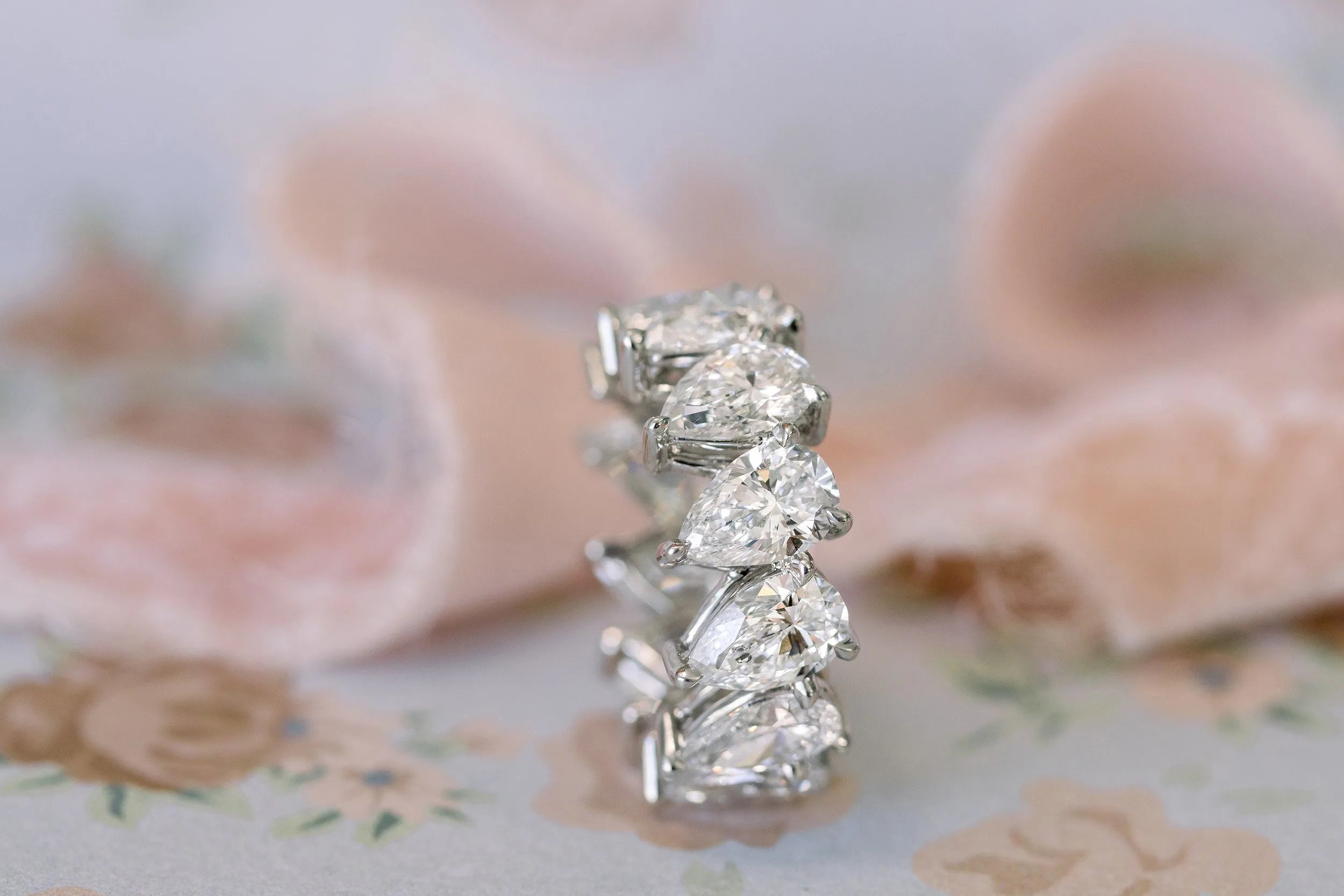 platinum 8 carat custom pear eternity band with lab diamonds ada diamonds design ad181