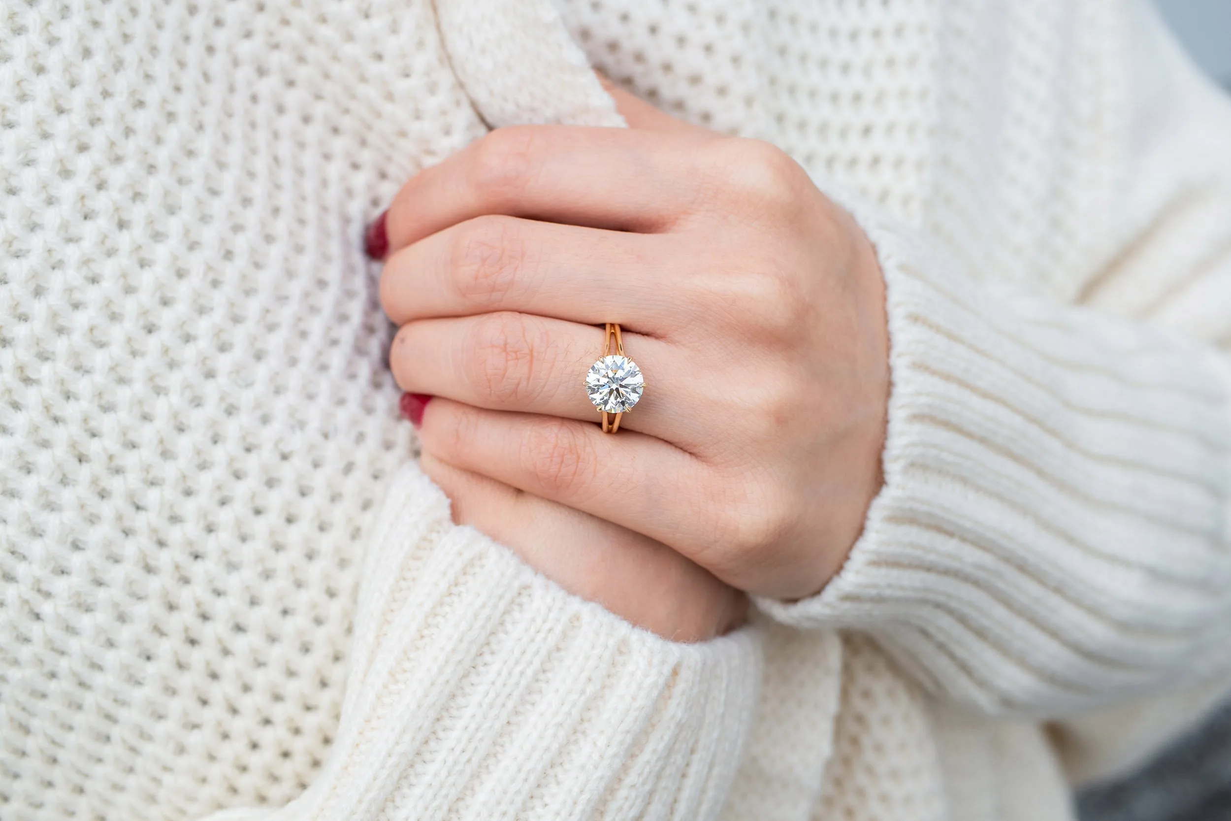 Gleaming 3 Carat Diamond Engagement Ring - Pave Set