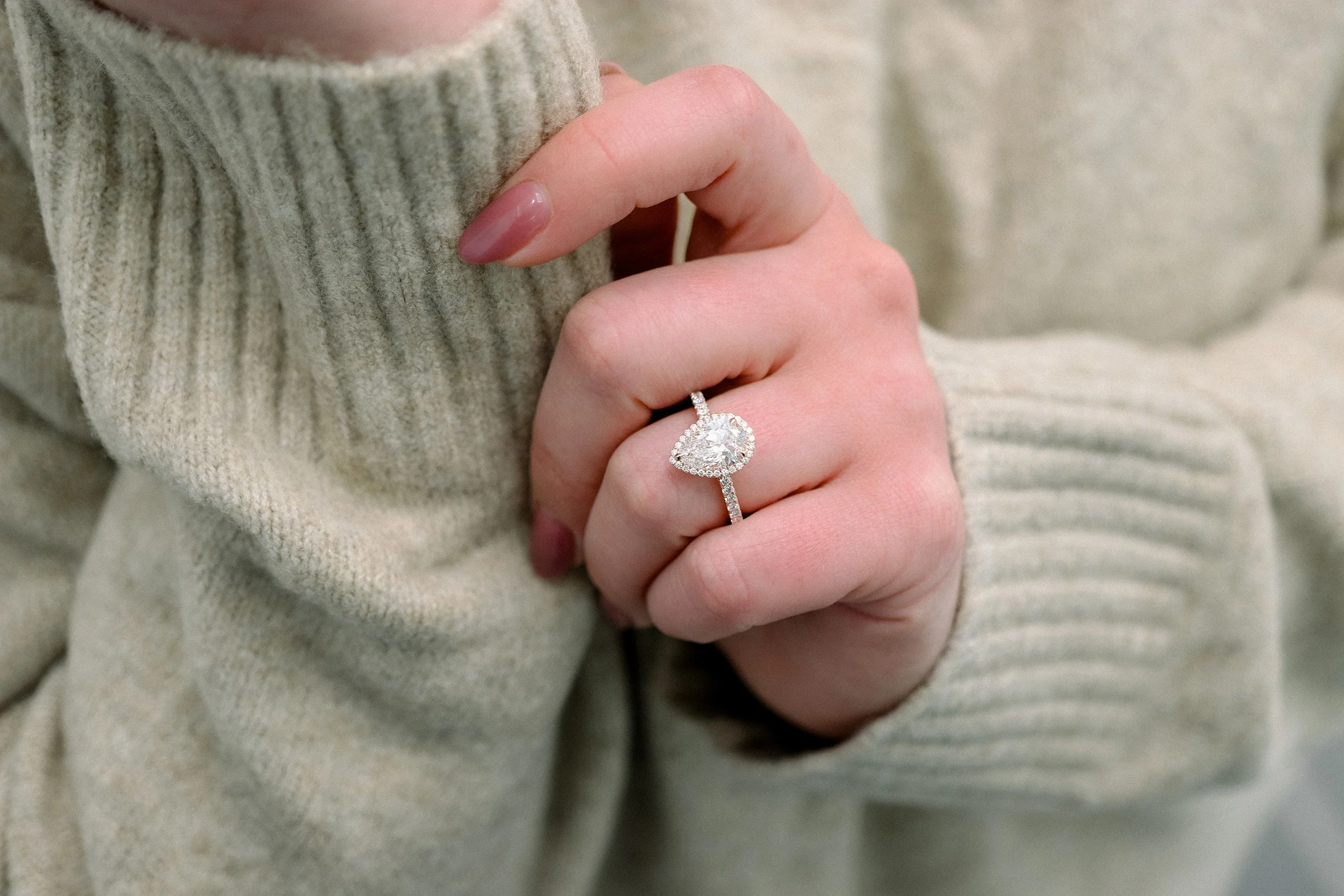 rose gold pear lab diamond halo engagement ring ada diamonds design ad304