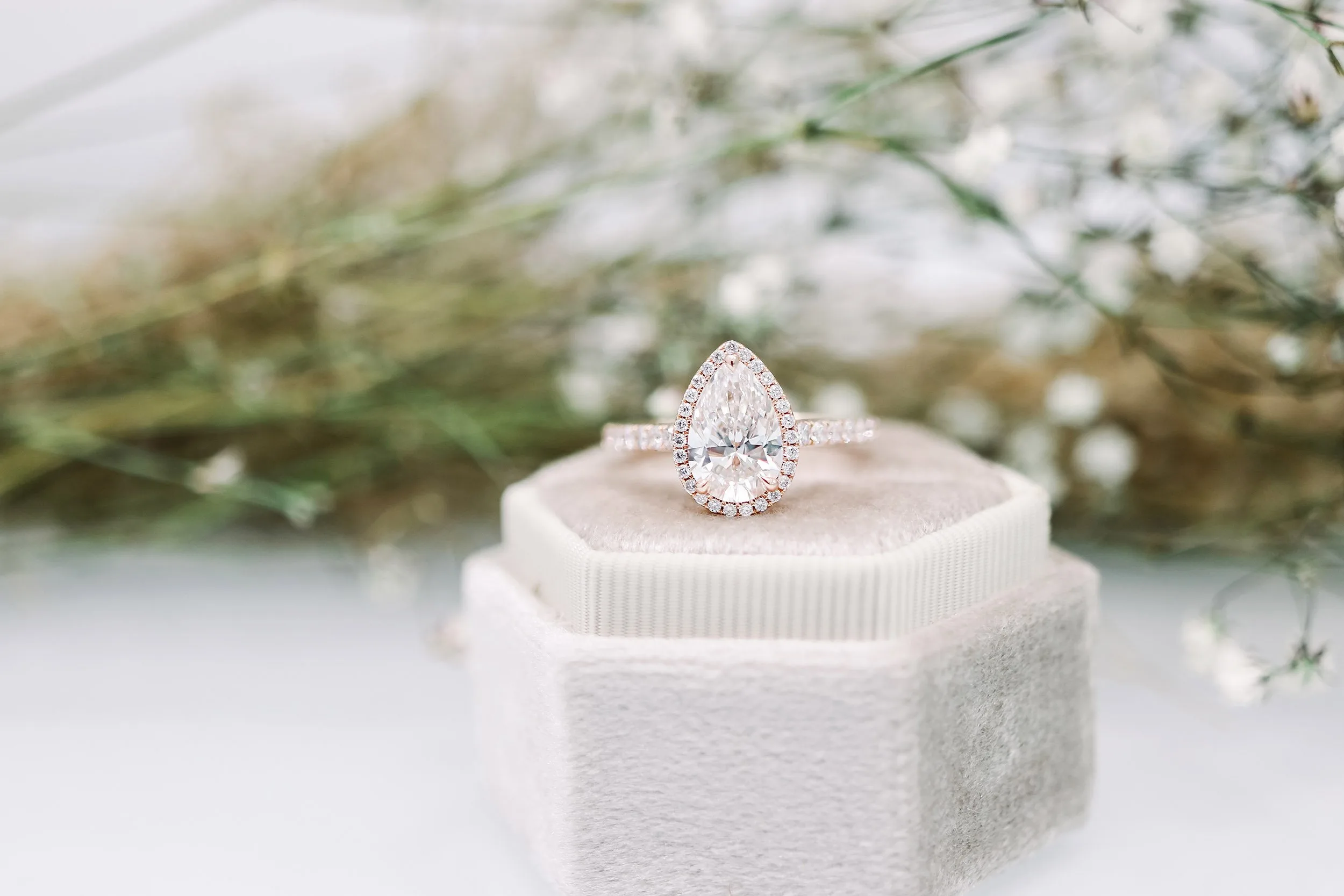 3 carat pear halo pavé lab diamond engagement ring platinum ada diamonds design ad304