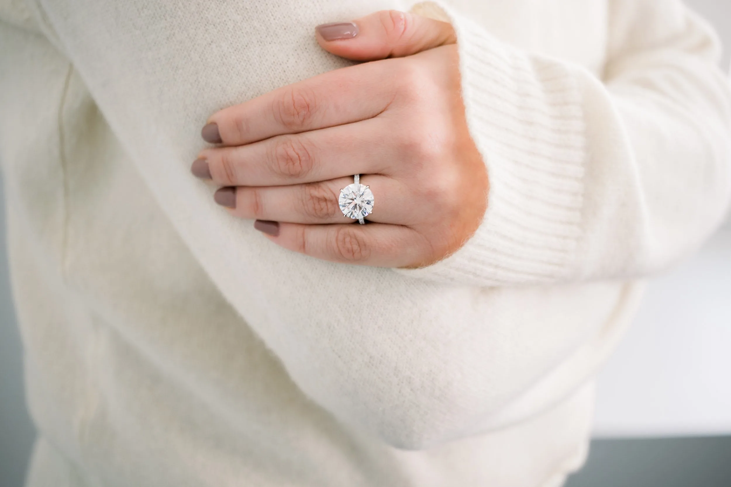 6 carat round lab diamond engagement ring