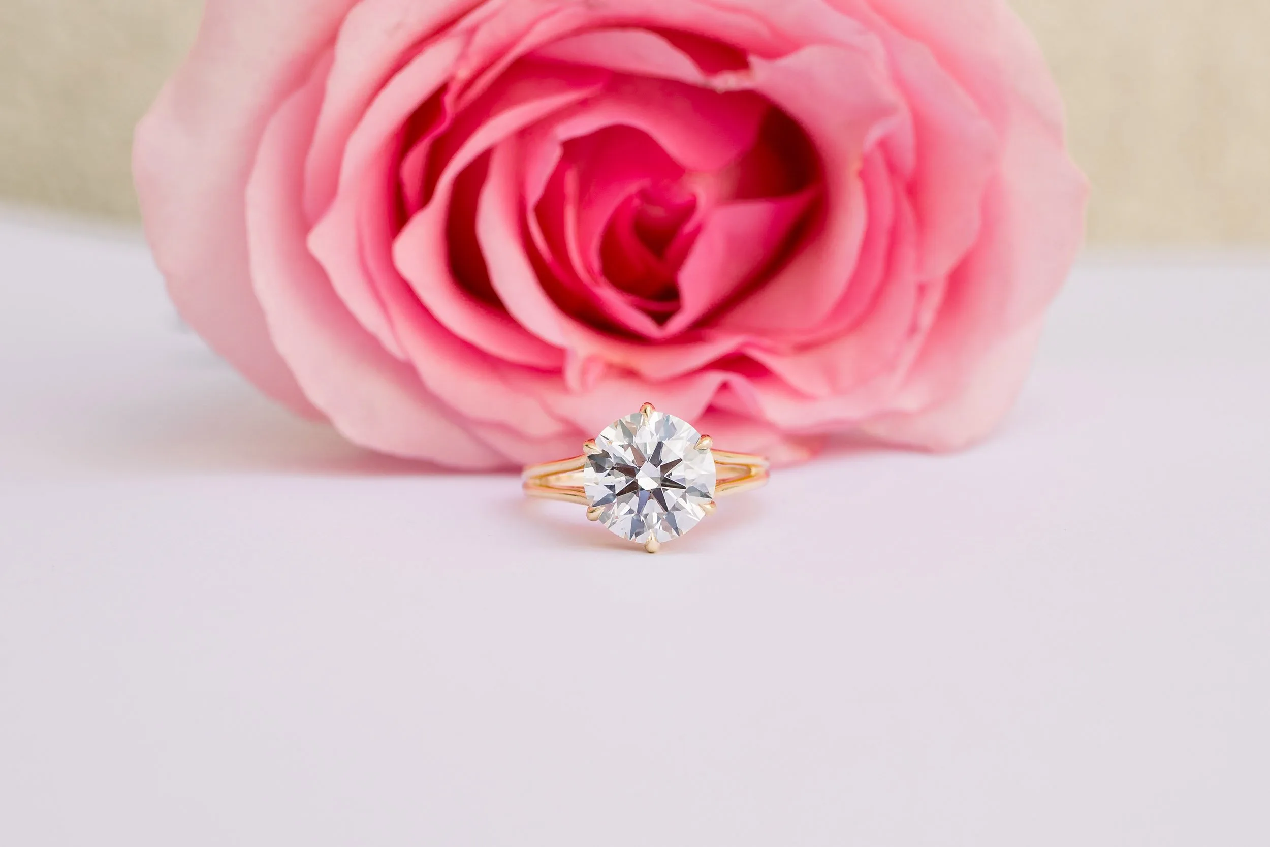 lab created diamond in 18k yellow gold solitaire
