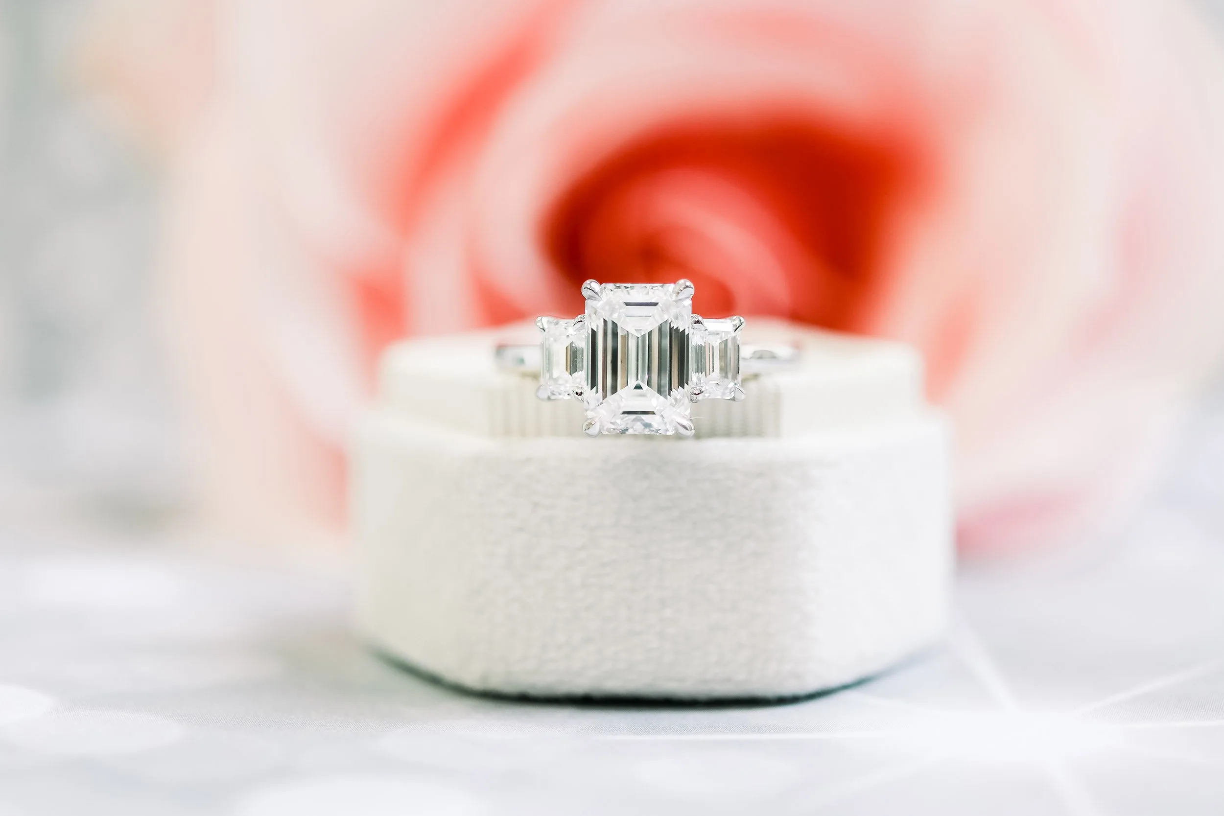 custom three stone lab diamond engagement ring