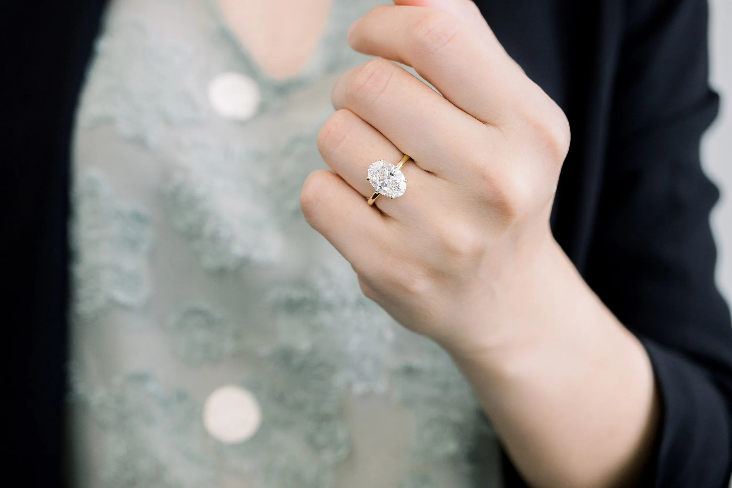 oval lab diamond engagement ring