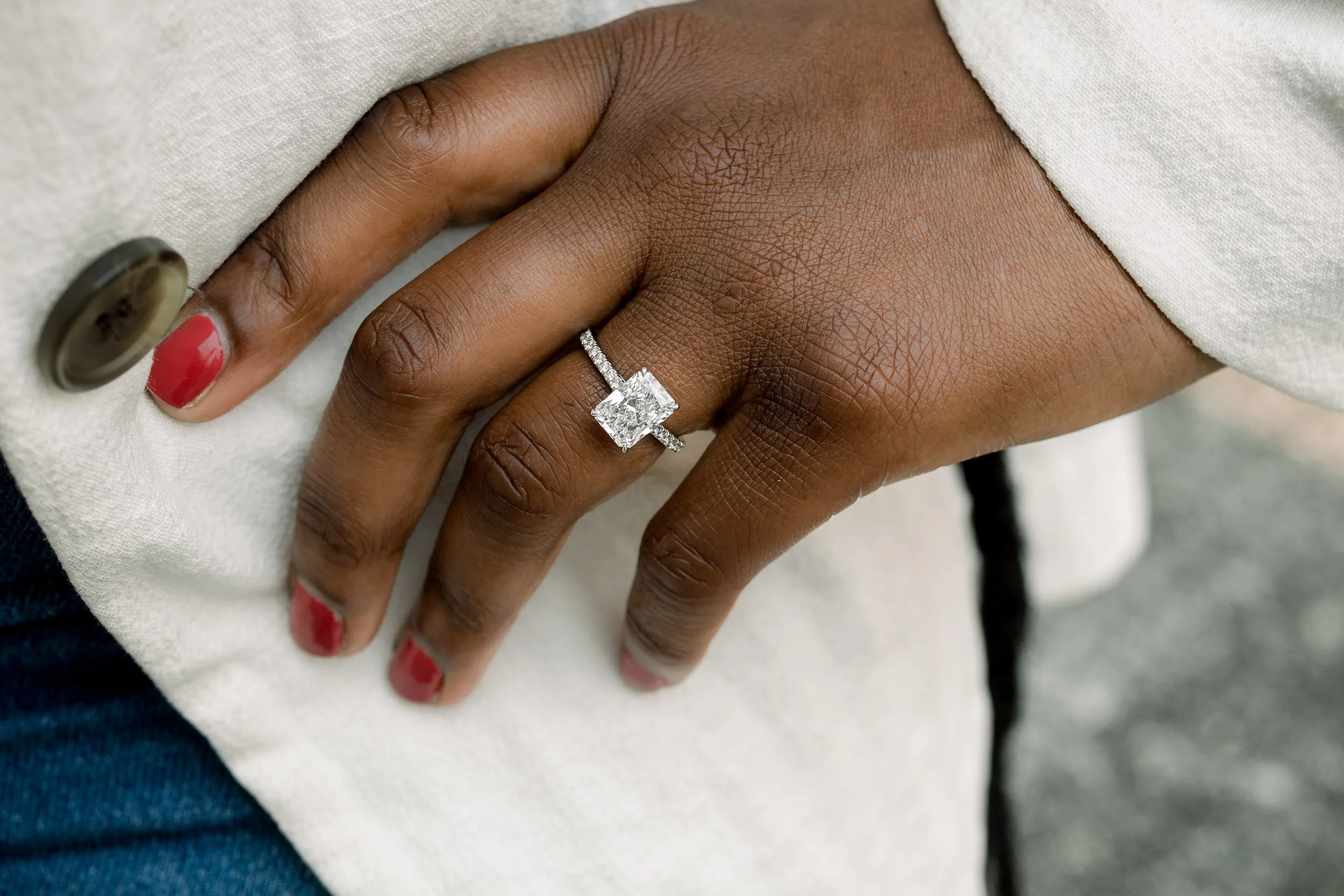 lab grown radiant cut diamond engagement ring