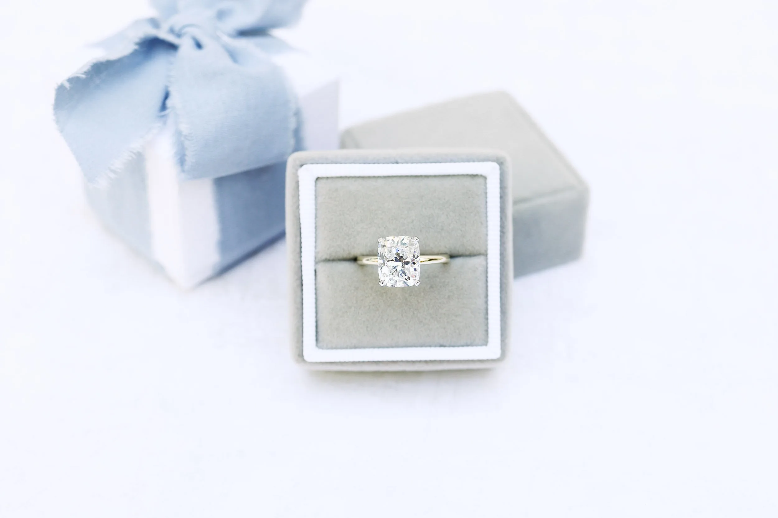 lab created cushion cut solitaire engagement ring