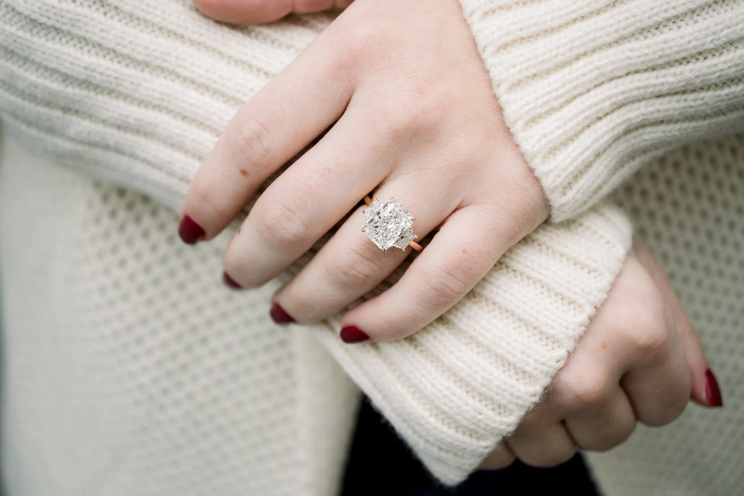 4ct radiant cut lab diamond engagement ring
