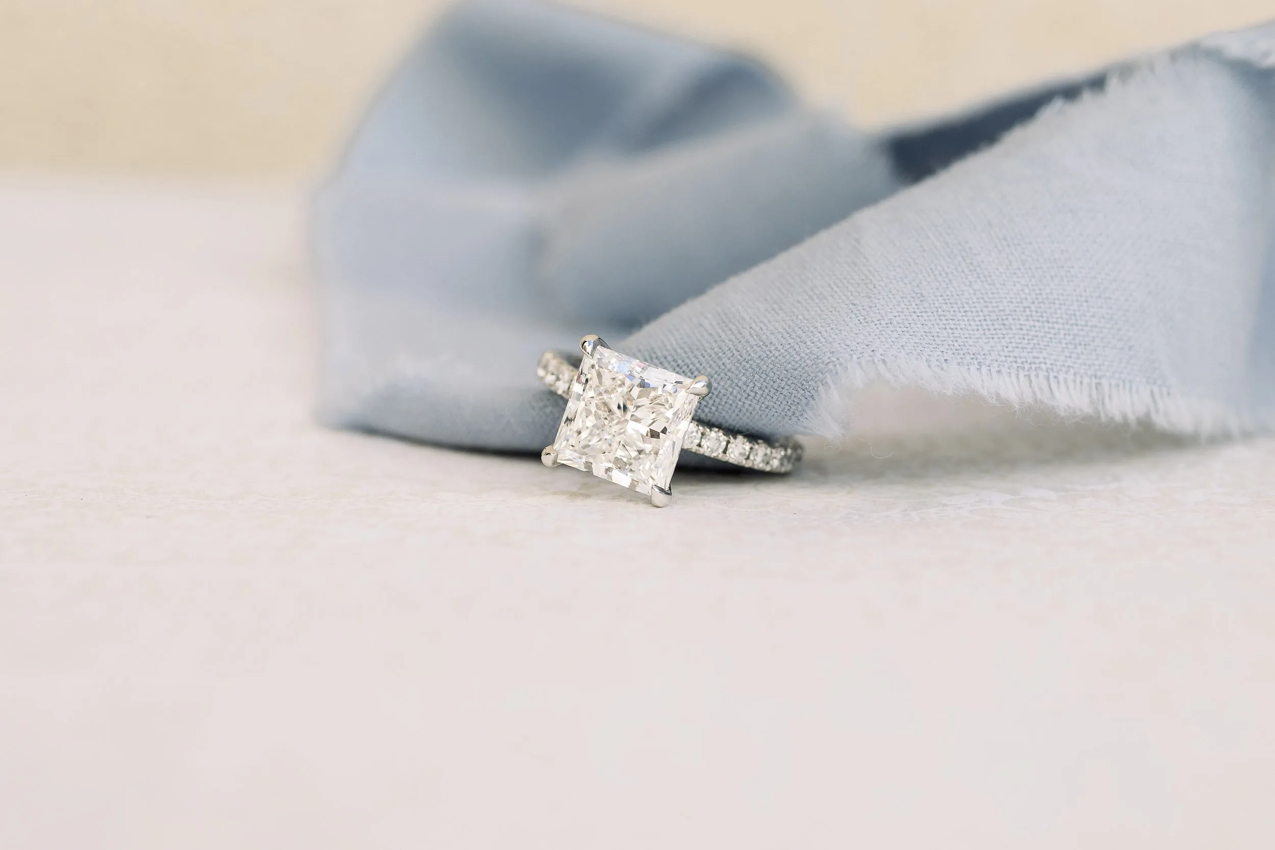 2.75ct princess cut lab diamond engagement ring