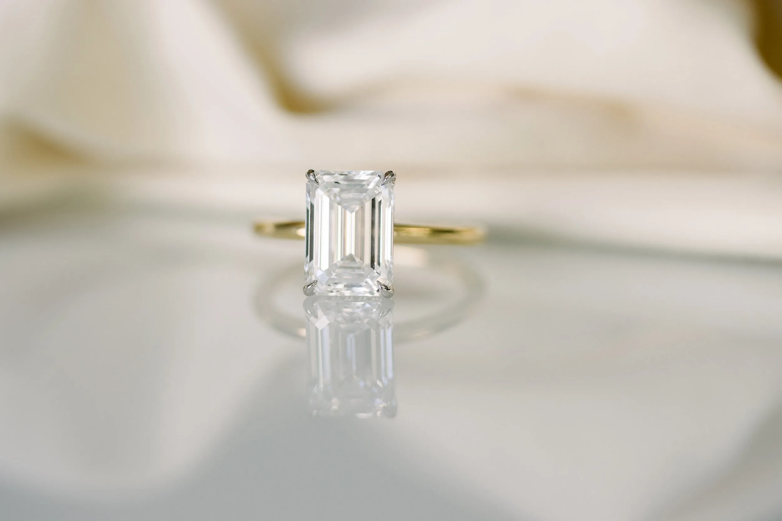 3ct emerald cut lab diamond engagement ring