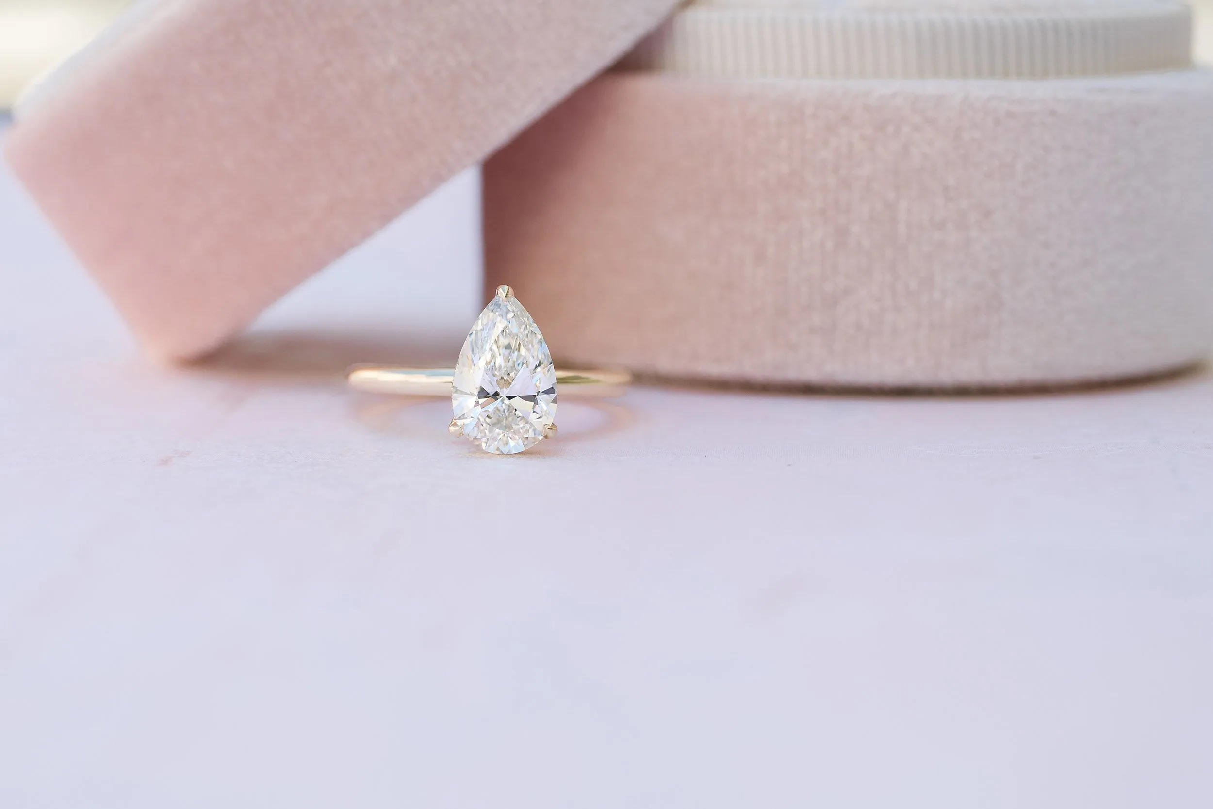 1.5ct pear lab diamond in yellow gold solitaire