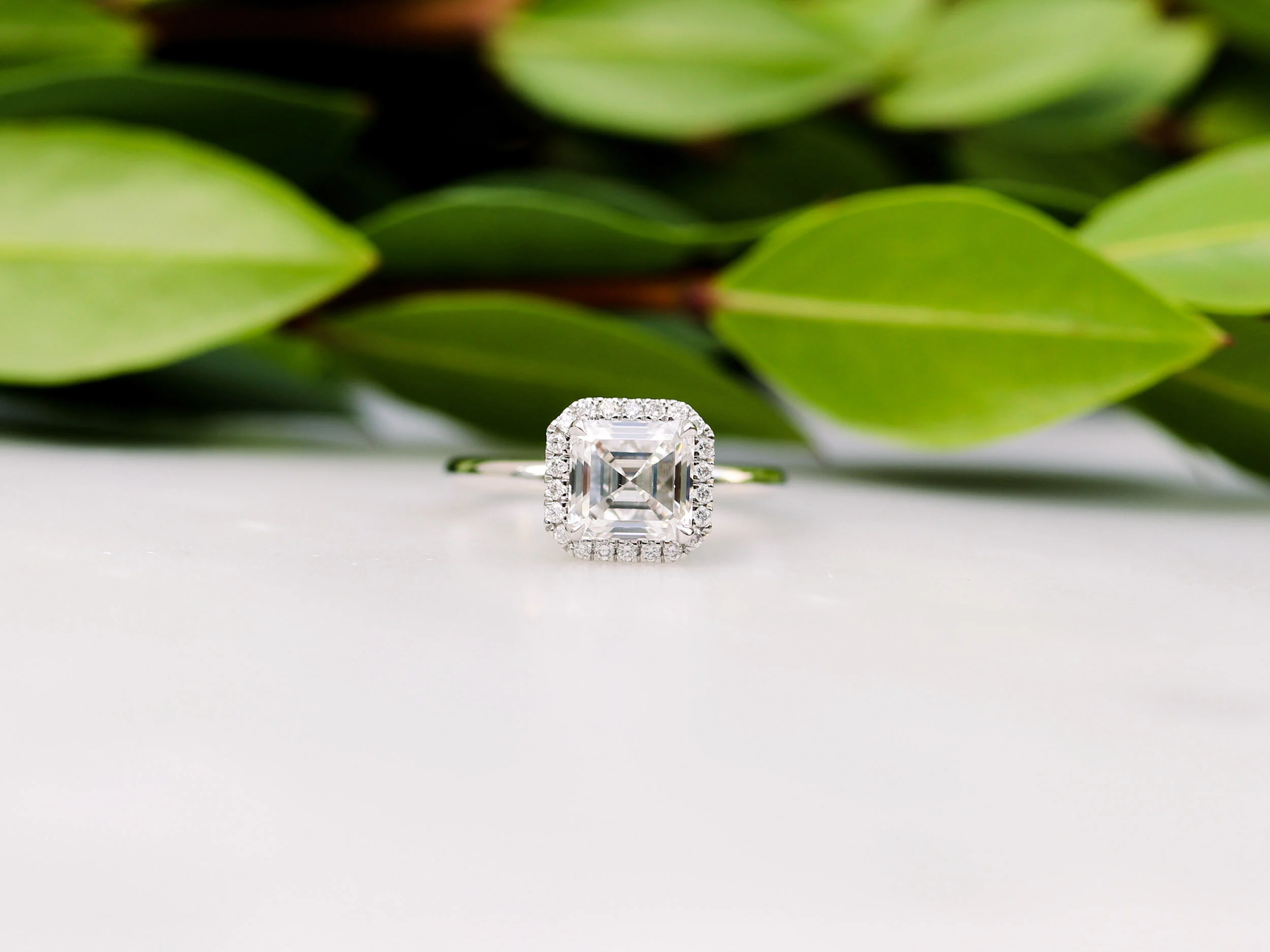 Custom One Carat Asscher Diamond Halo Engagement Ring Ada Diamonds Design AD-179
