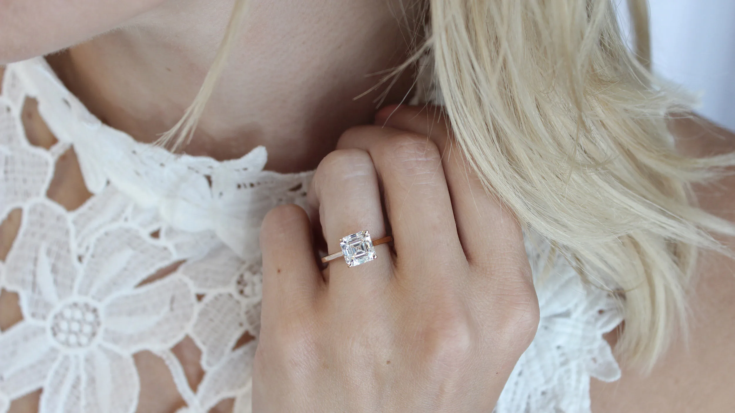 custom three stone emerald cut lab diamond engagement ring in platinum Ada Diamonds San Francisco, ca
