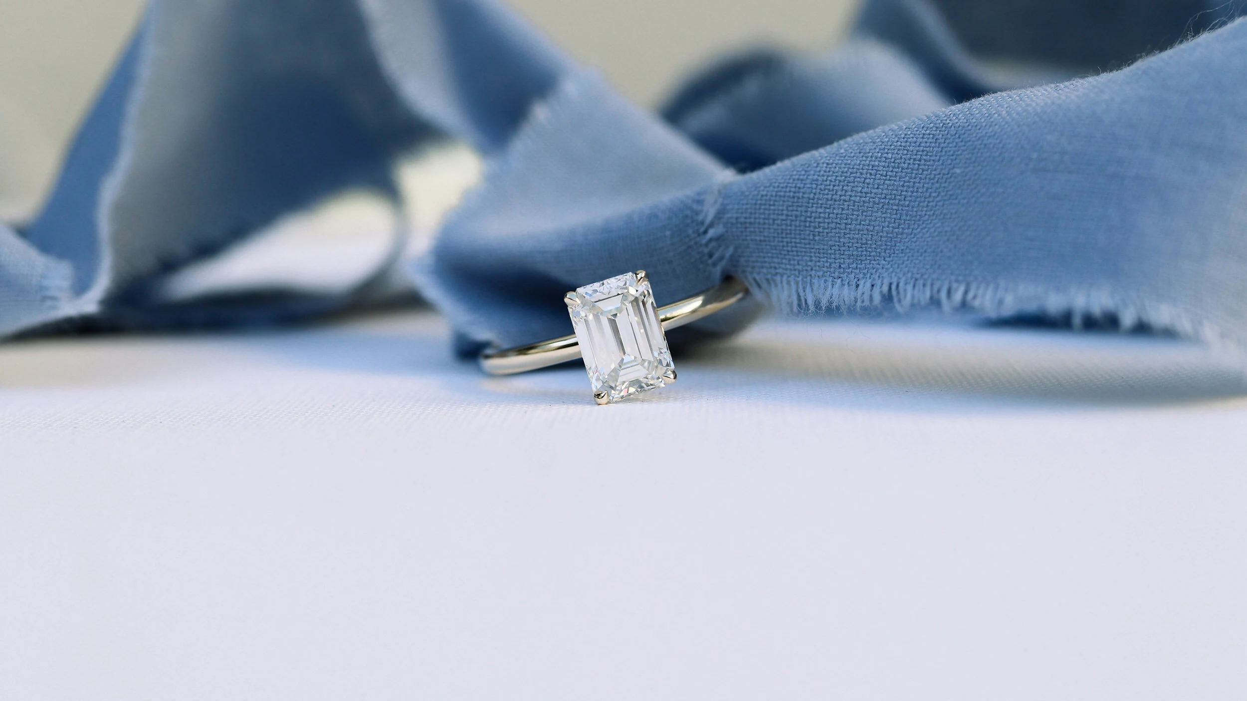 emerald cut lab diamond solitaire engagement ring platinum Ada Diamonds AD-235