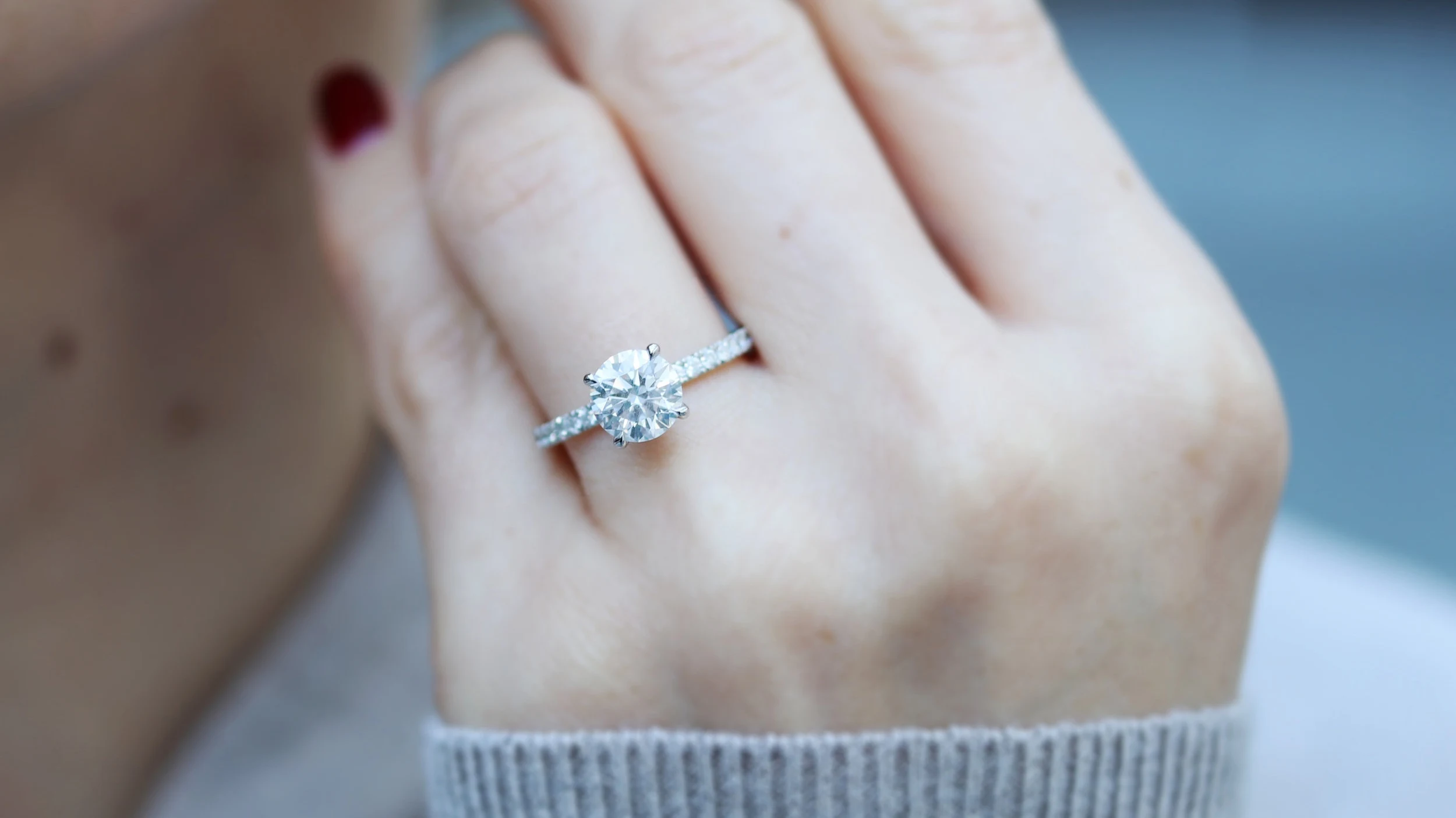 custom lab diamond pavé band engagement ring ada diamonds New York