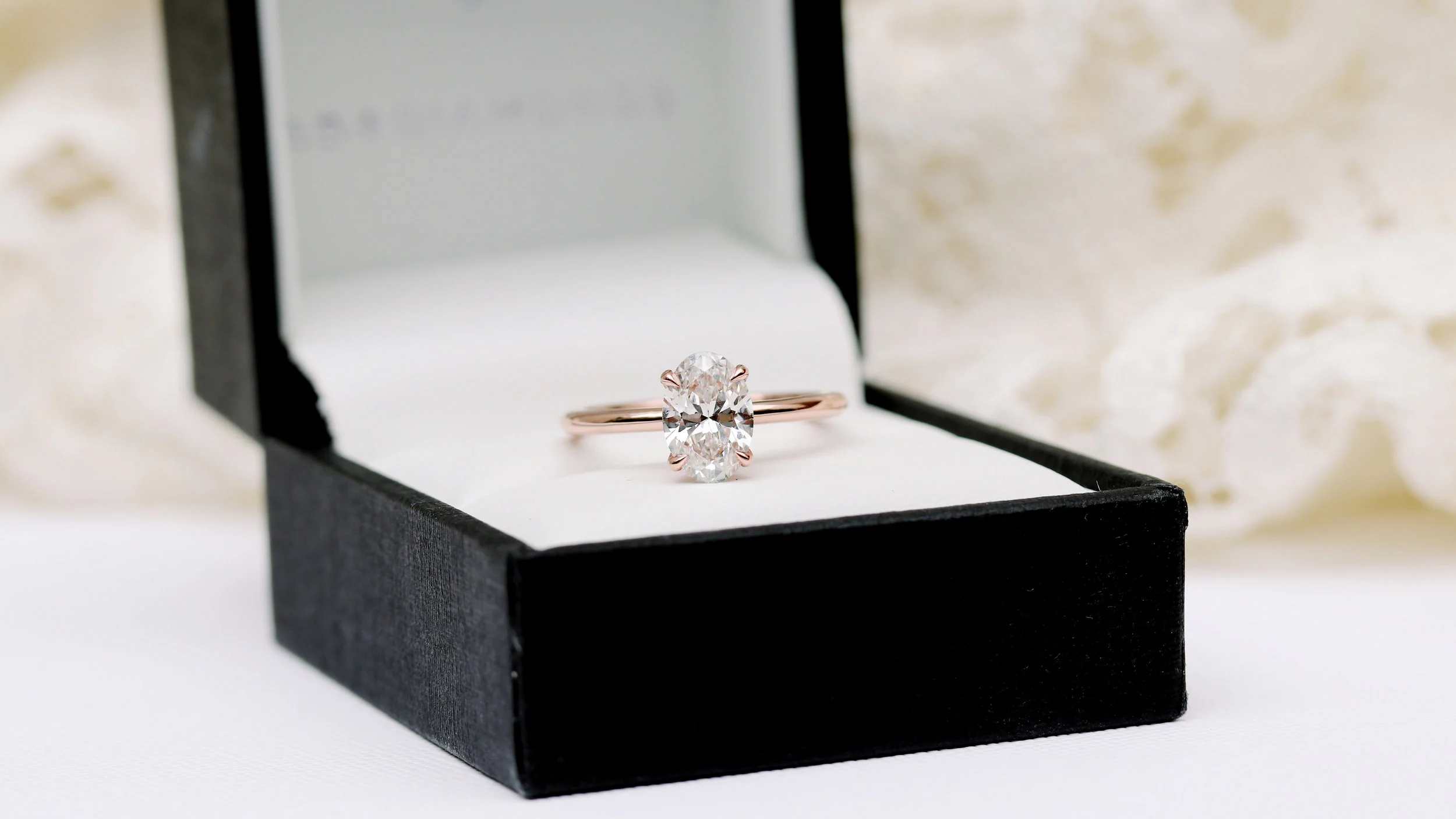 Rose gold round lab diamond solitaire engagement ring