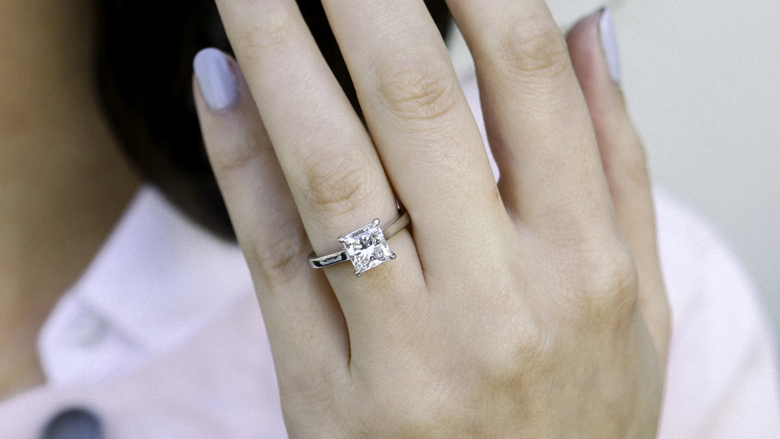 Princess cut lab diamond solitaire engagement ring platinum Ada Diamonds