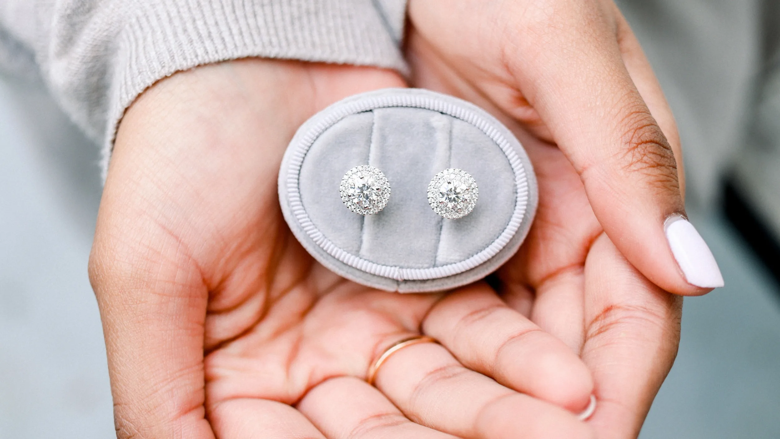 Lab Grown Diamond Double Halo Stud Earrings Ada Diamonds AD-203
