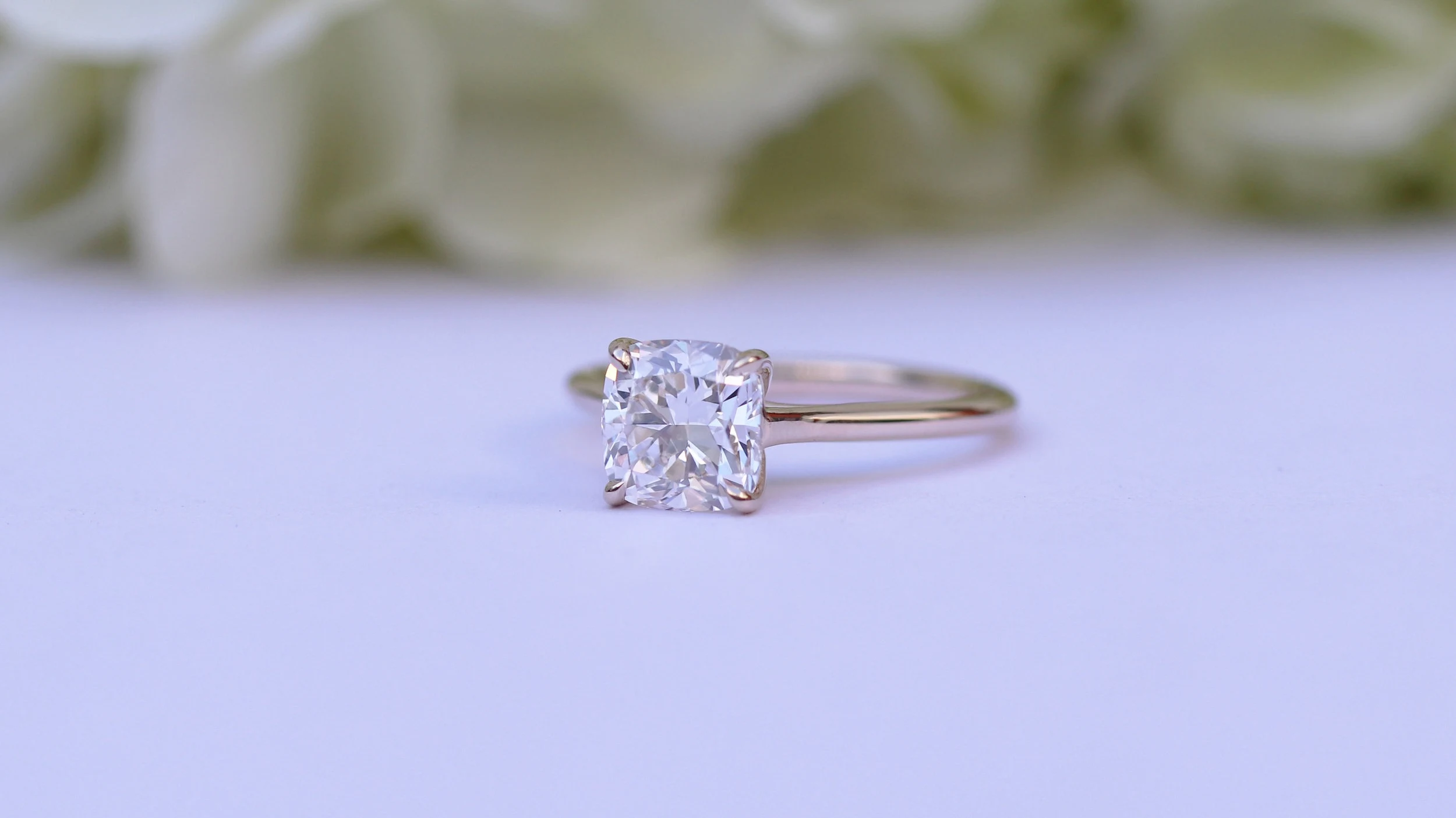 Cushion cut two carat lab diamond solitaire engagement ring ada diamonds