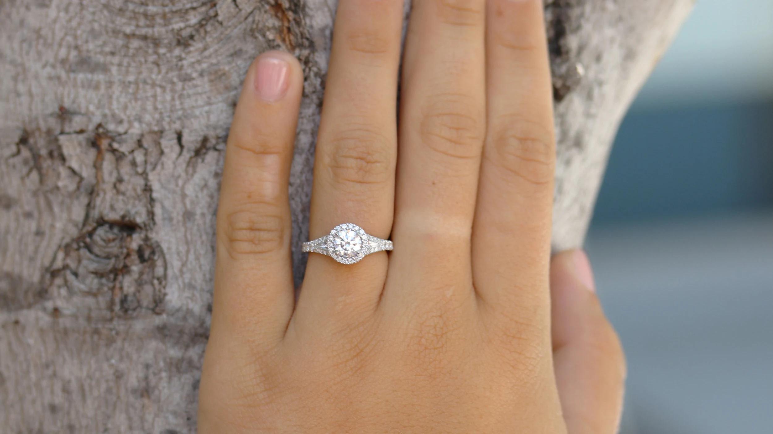 custom split shank single halo lab diamond engagement ring
