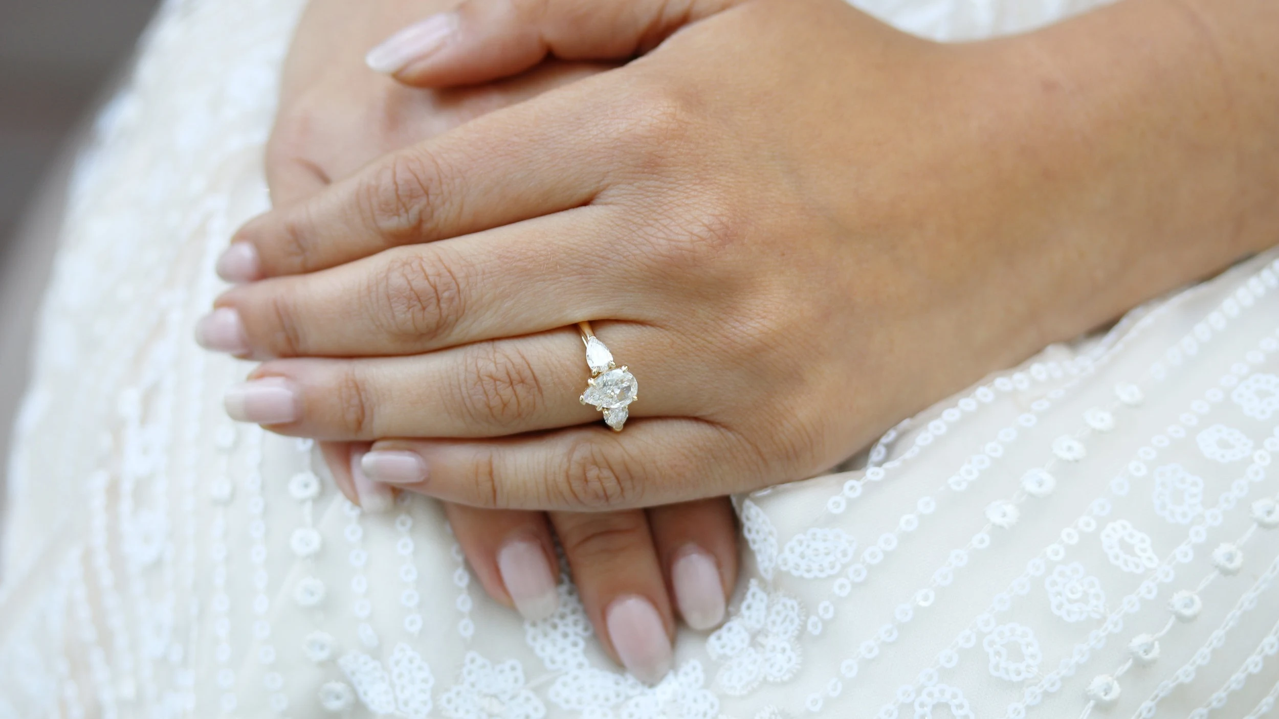 three stone pear lab diamond engagement ring ada diamonds
