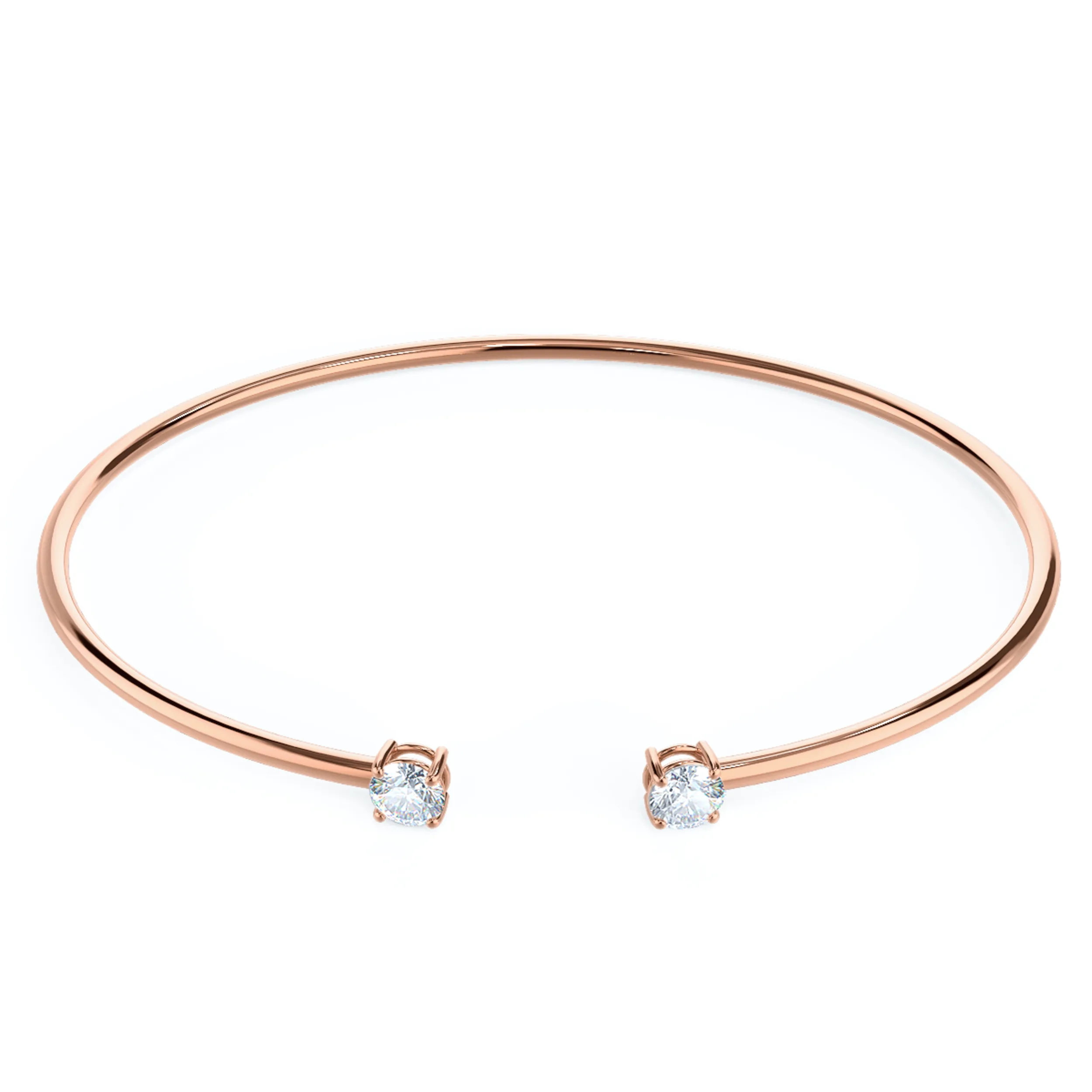 One Row Brilliant Lab Created Diamond Cuff Bracelet in Rose Gold Design-046