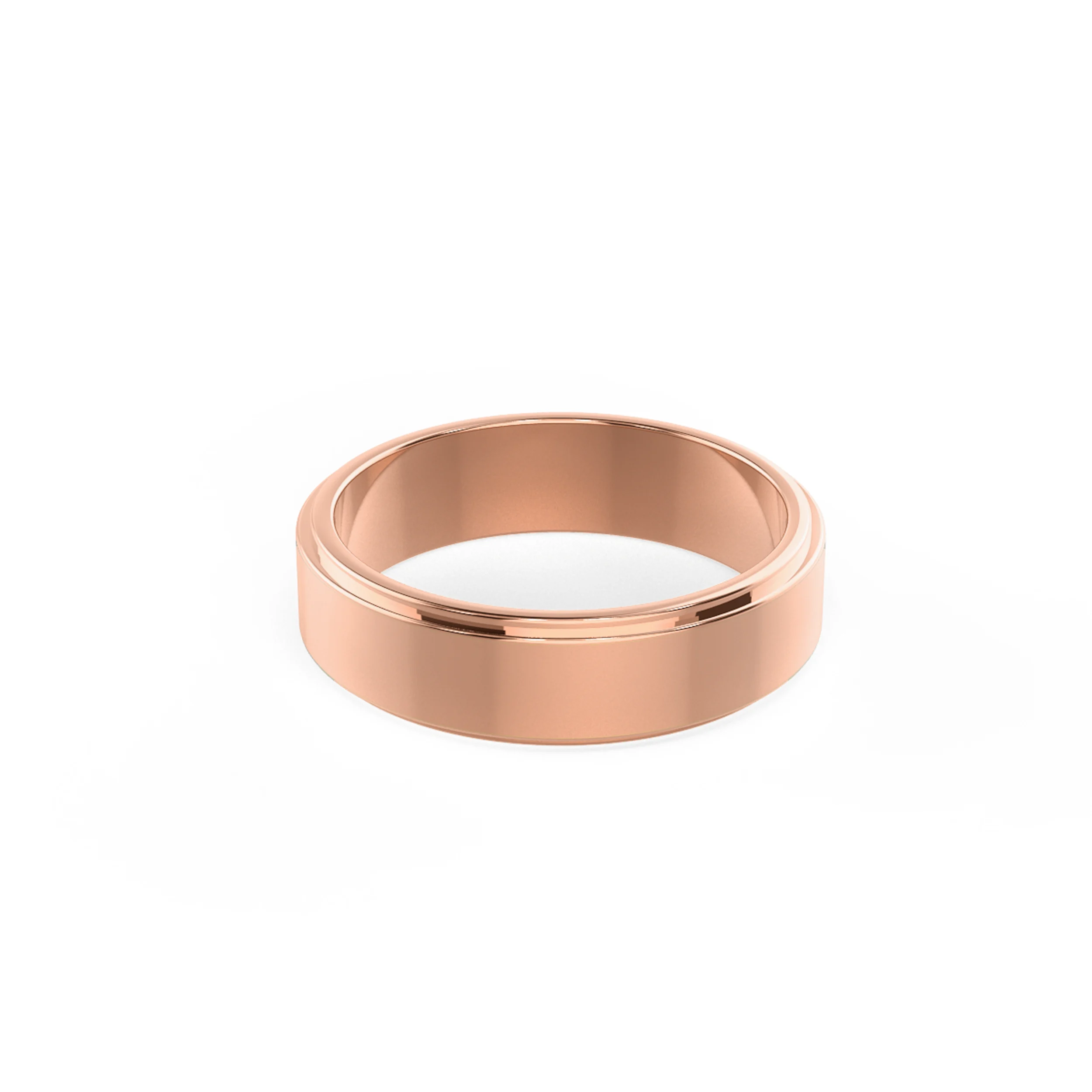 Dexter 5mm 14kt Rose Gold Diamond Rounded Pipe Men's Band,Modern Diamond  Ring,Men's Wedding Ring,Rounded Flat Gold Ring,Gift For Him