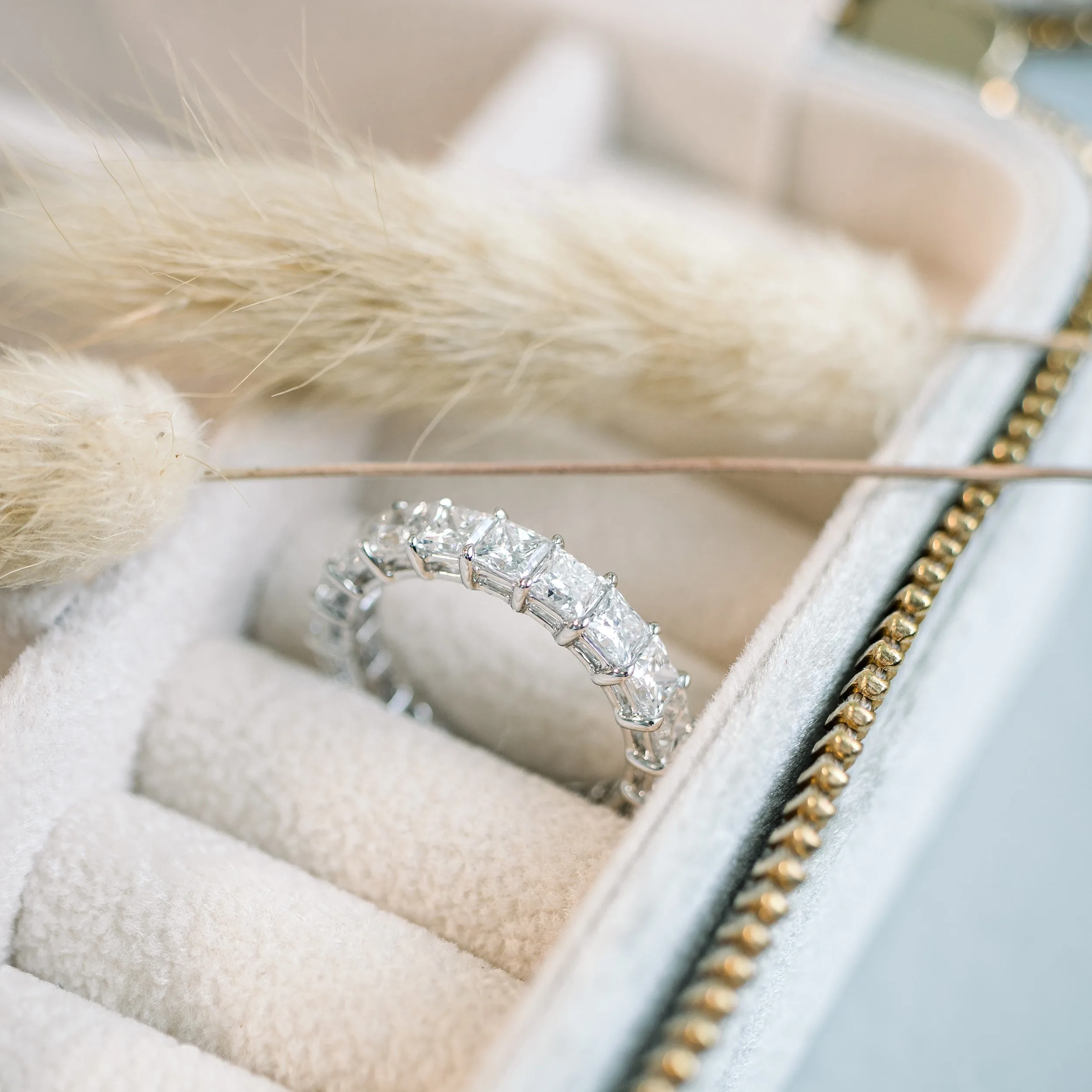 platinum 3ct princess cut manmade diamond wedding band ada diamonds design ad 194 profile view