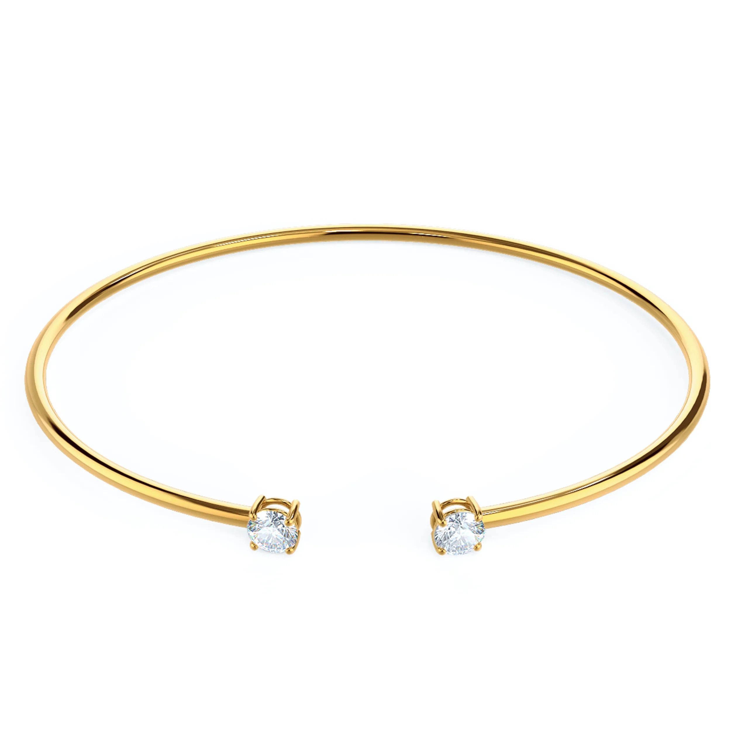 One Row Brilliant Lab Created Diamond Cuff Bracelet in Yellow Gold Design-046