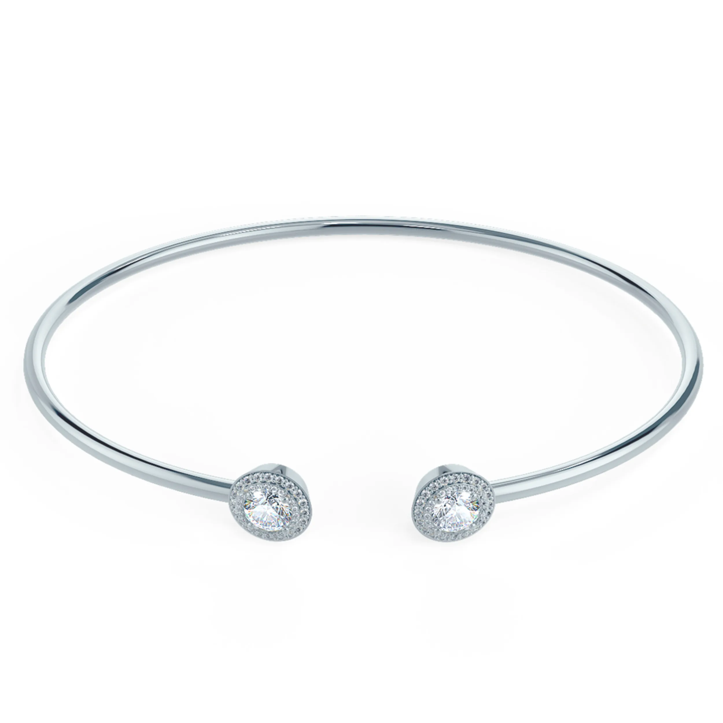 Heavenly Double Halo Lab Created Diamond Cuff Bracelet in Platinum Design-050