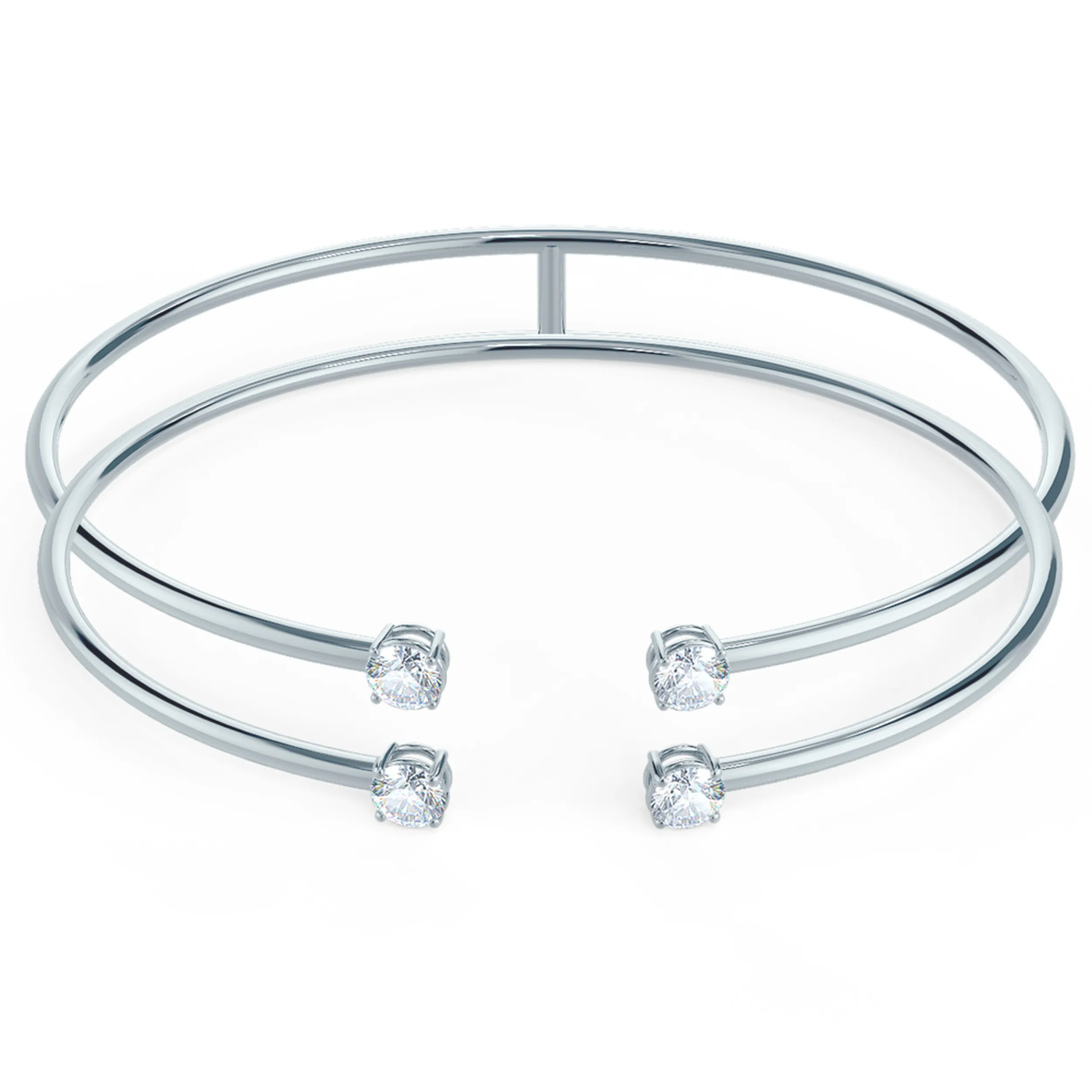 Two Row Brilliant Lab Created Diamond Cuff Bracelet in Platinum Design-047