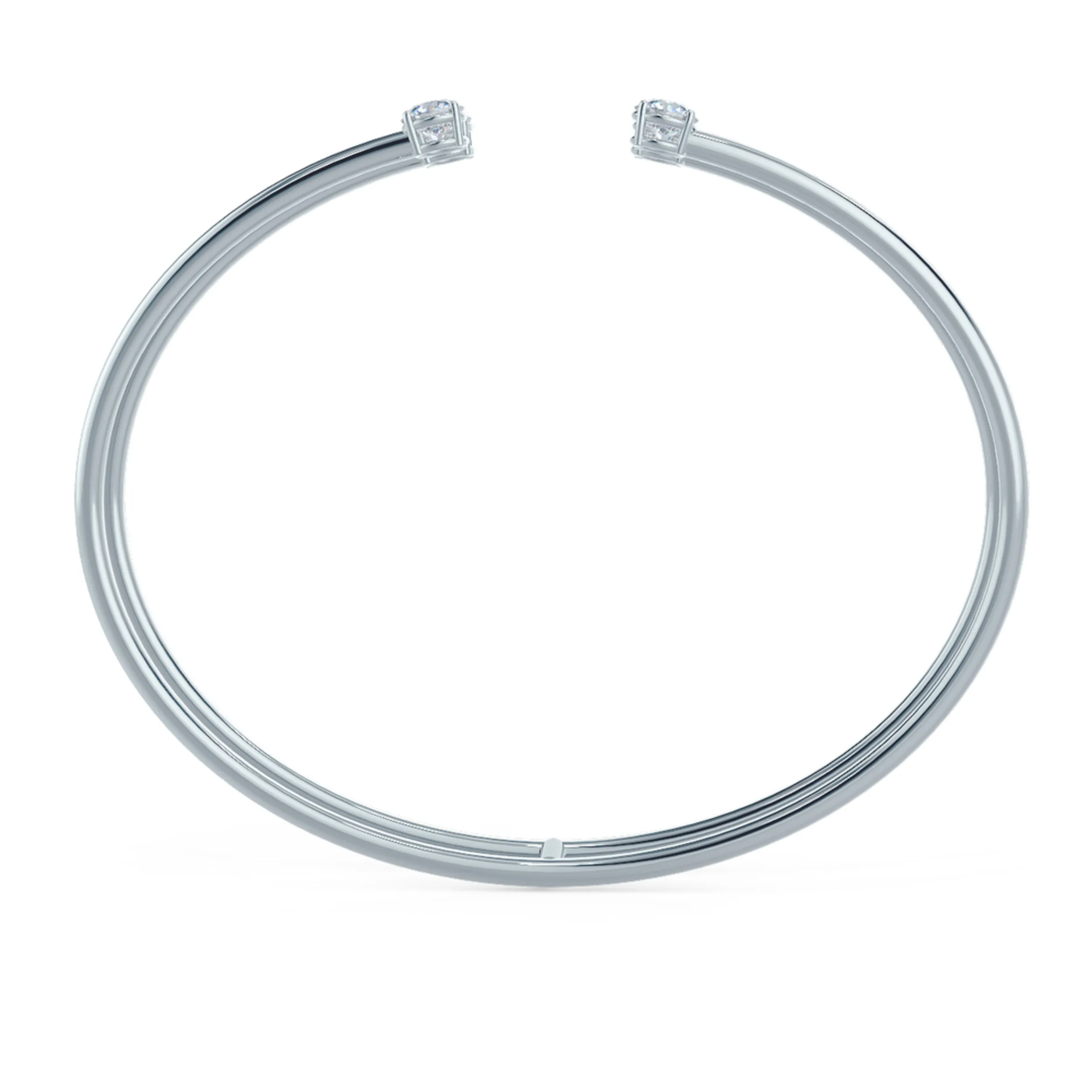 Two Row Brilliant Lab Created Diamond Cuff Bracelet in Platinum Profile View Design-047