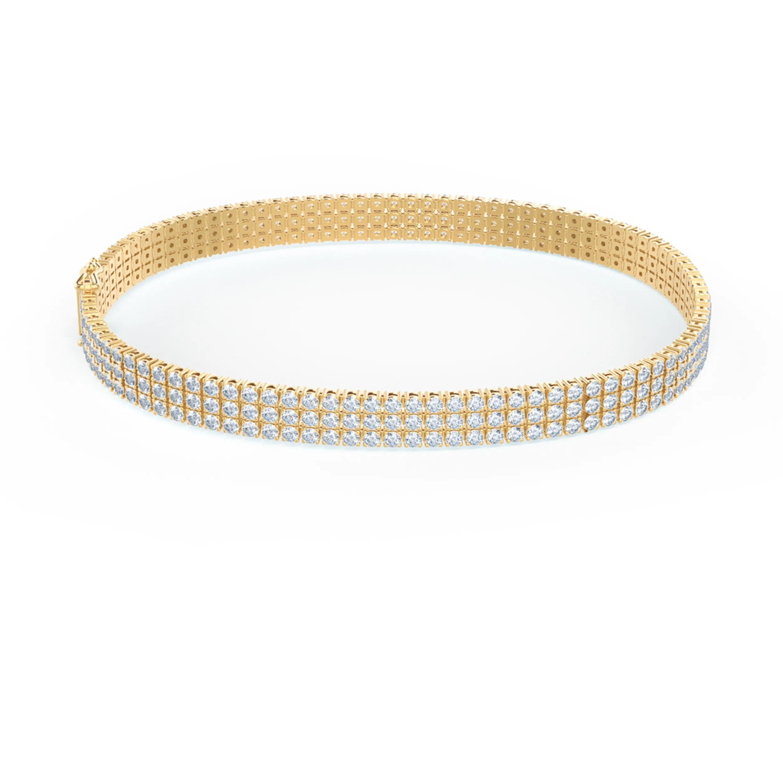Tennis Three Row Lab Created Diamond Bracelet in Yellow Gold Design-191