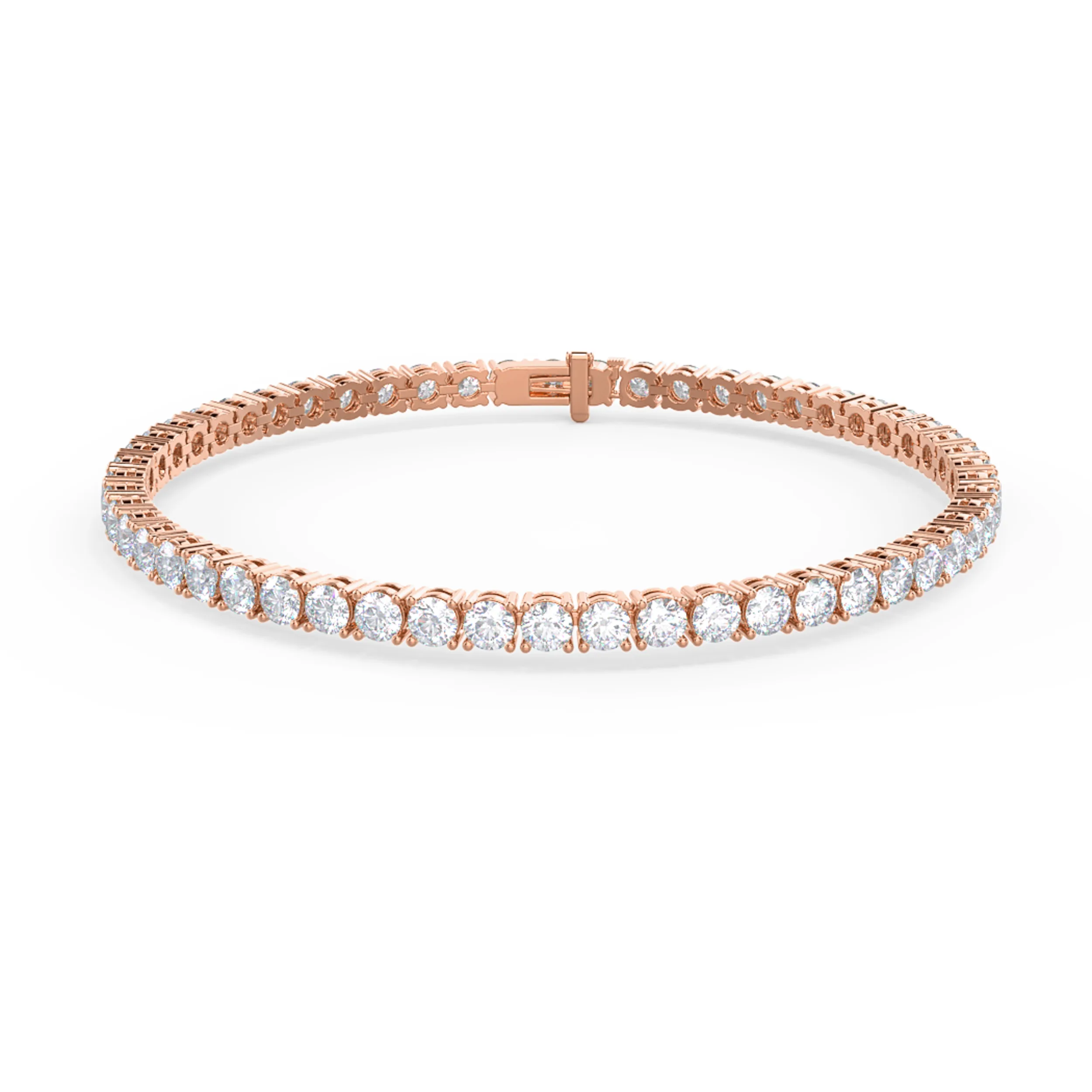 Hand Selected 6.0 ct Round Lab Grown Diamonds set in Rose Gold Four Prong Round Diamond Tennis Bracelet