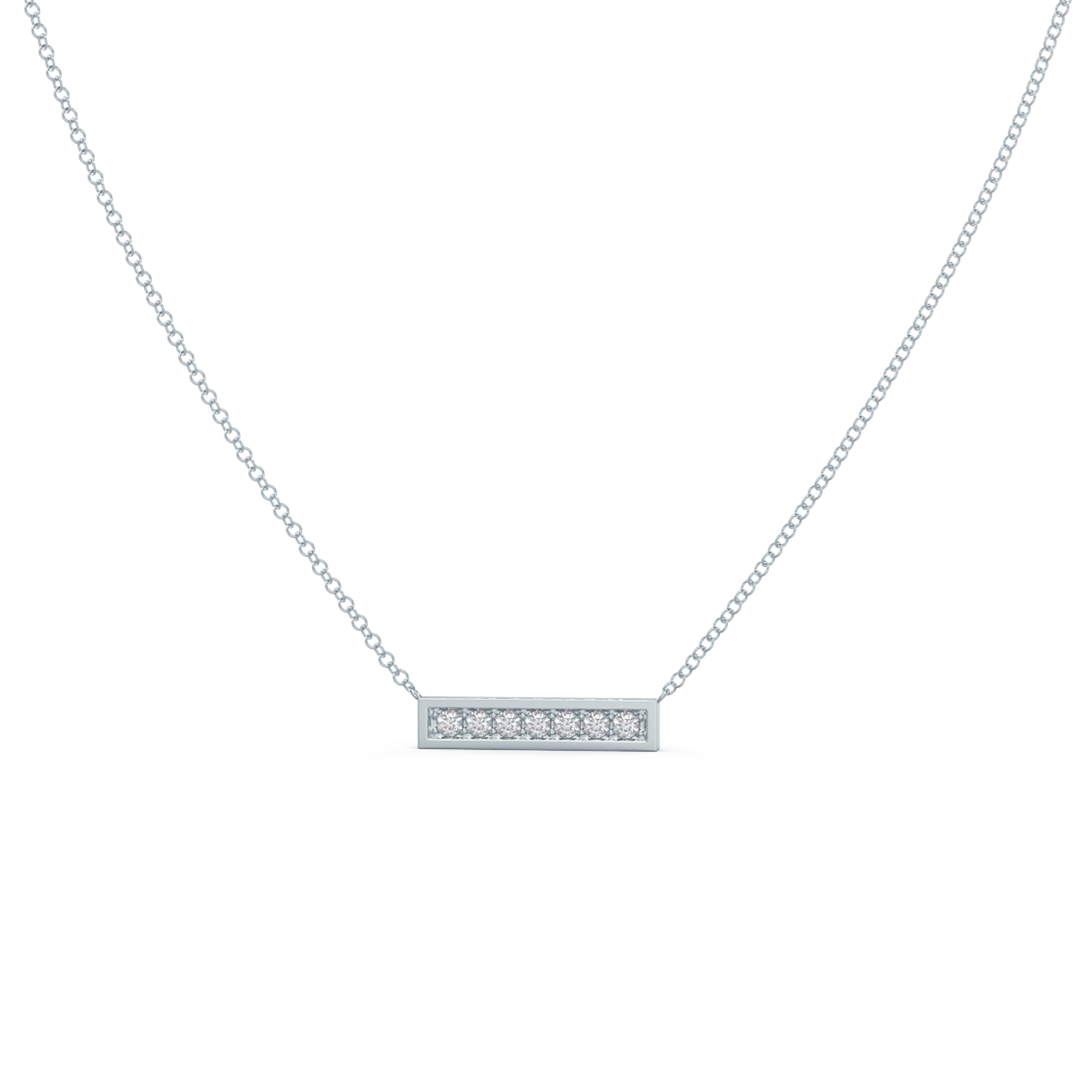white gold bar necklace with lab diamonds