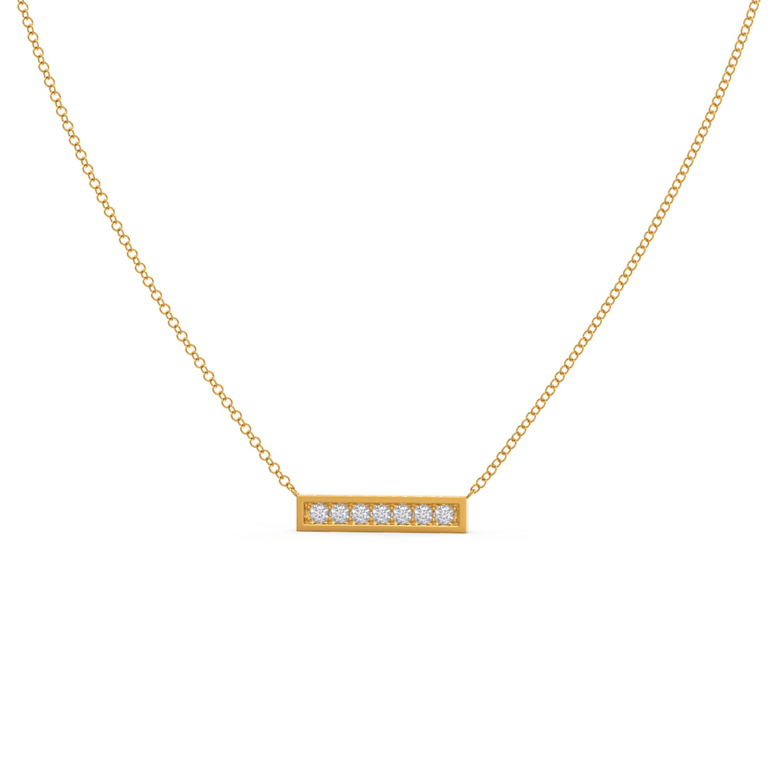 yellow gold necklace featuring man made diamonds