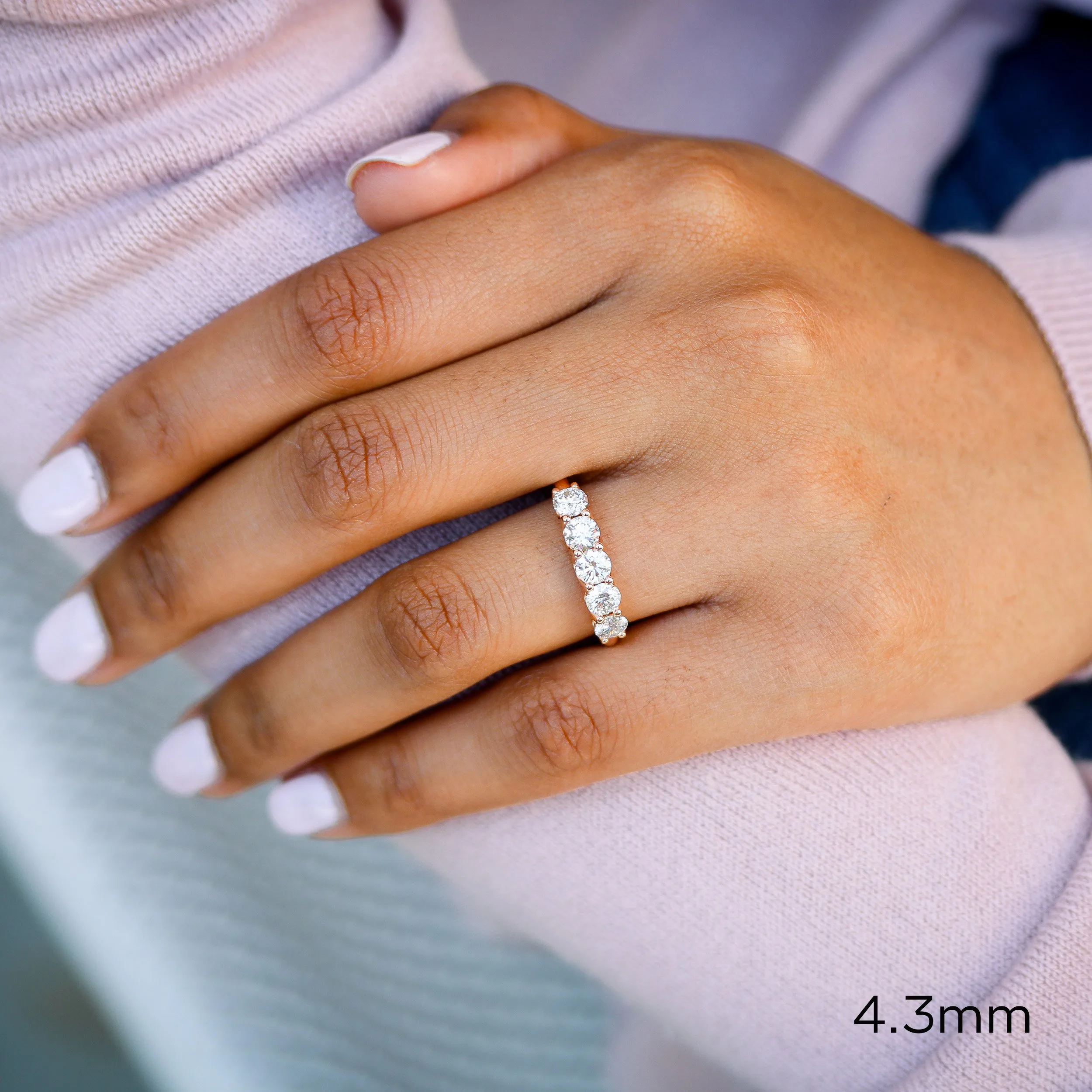 Rose Gold Five Stone Round Lab Diamond Wedding Ring Ada Diamonds Design AD-247