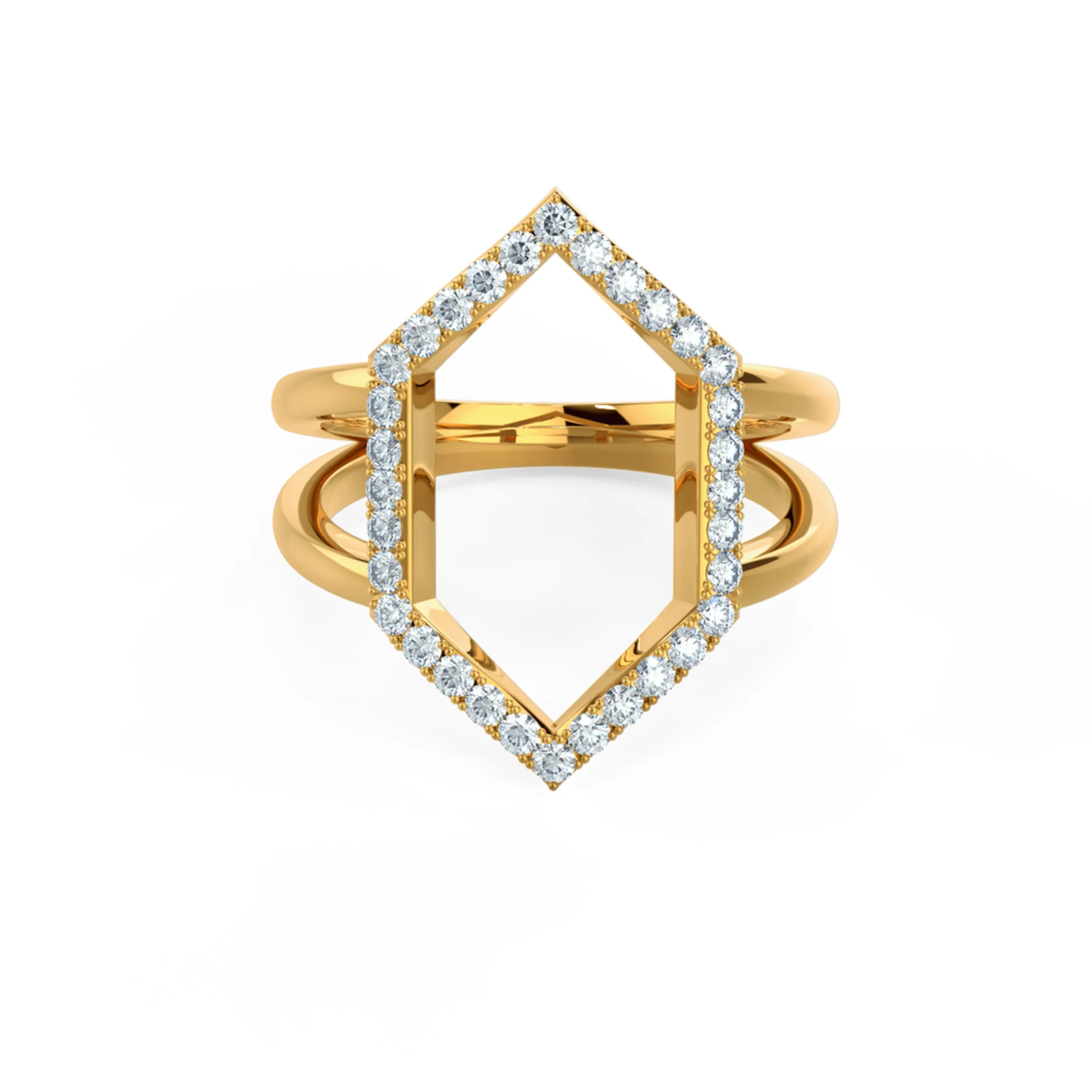 Open Hexagon 6th Element Lab Created Diamond Fashion Ring in Yellow Gold Design-056