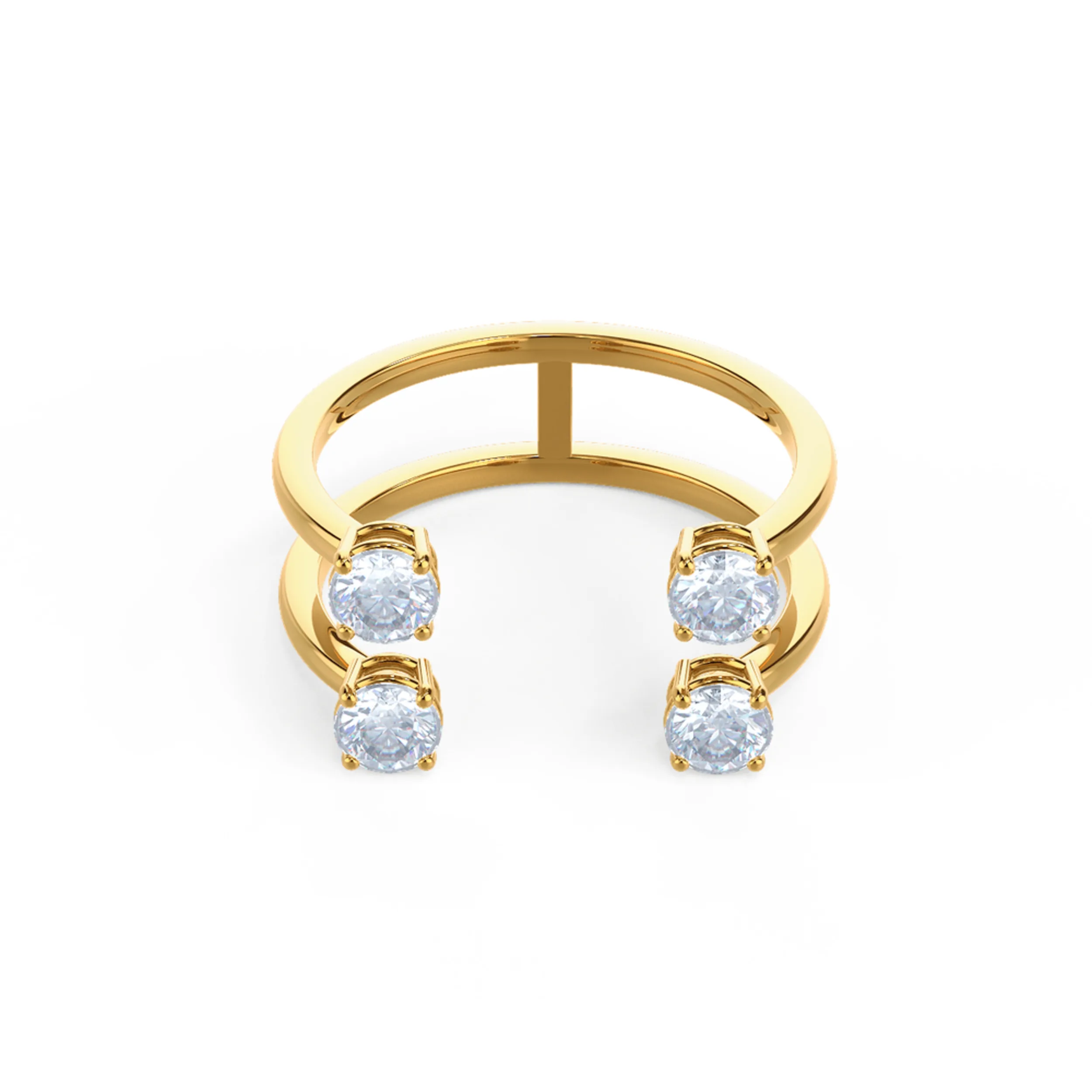 Two Row Brilliant Lab Created Diamond Fashion Ring in Yellow Design-054