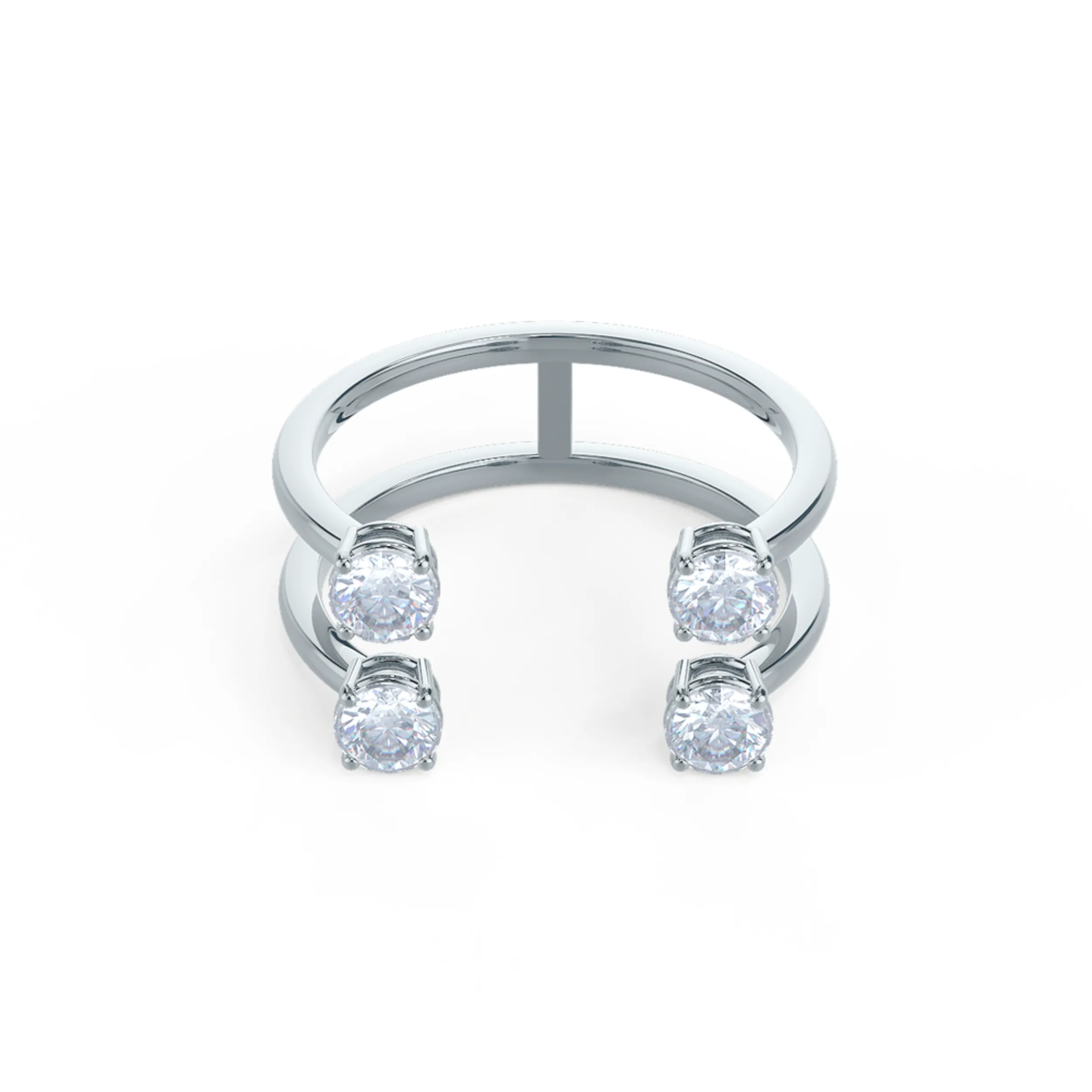 Two Row Brilliant Lab Created Diamond Fashion Ring in Platinum Design-054