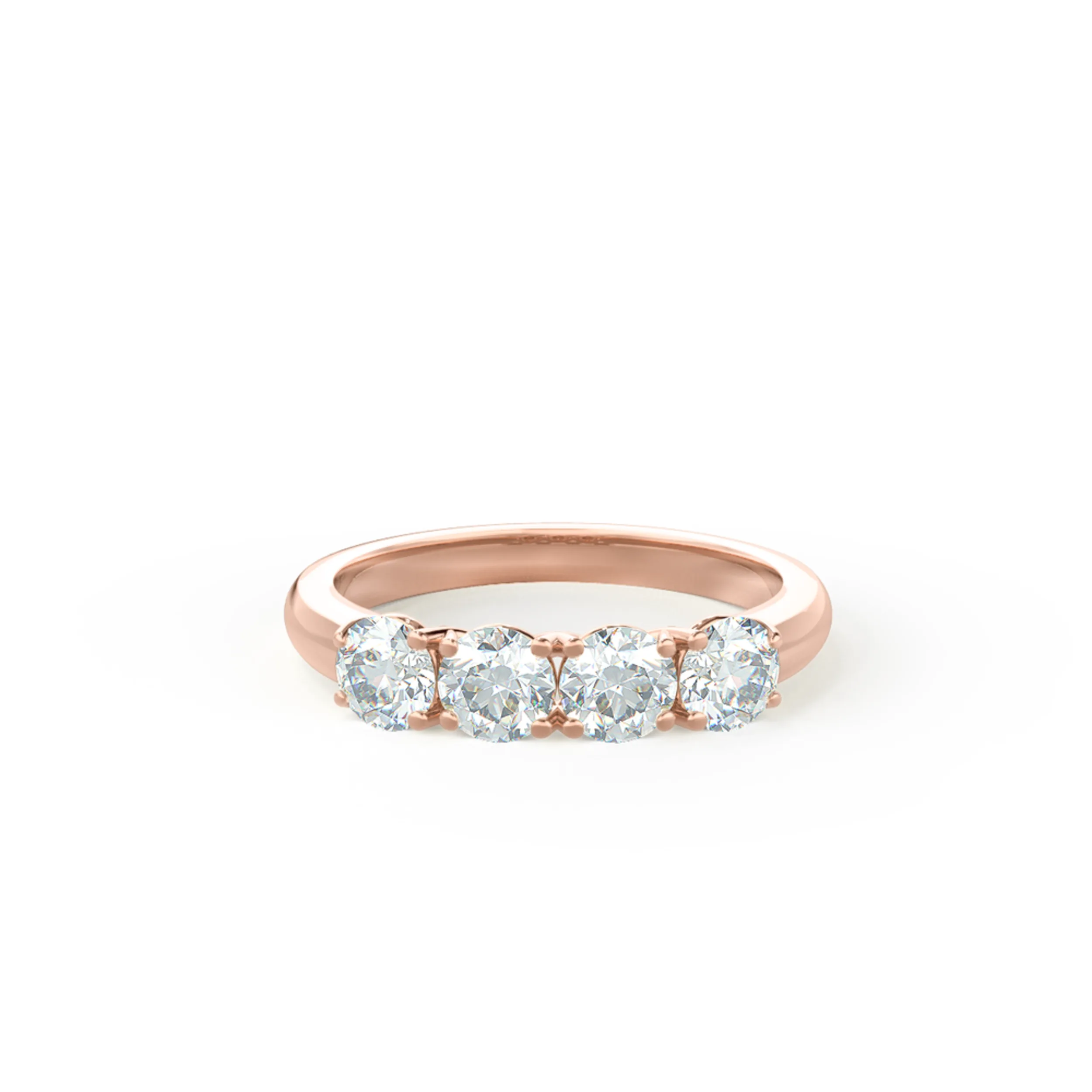 Four Stone Lab Created Diamond Wedding Band in Rose Gold Design-087