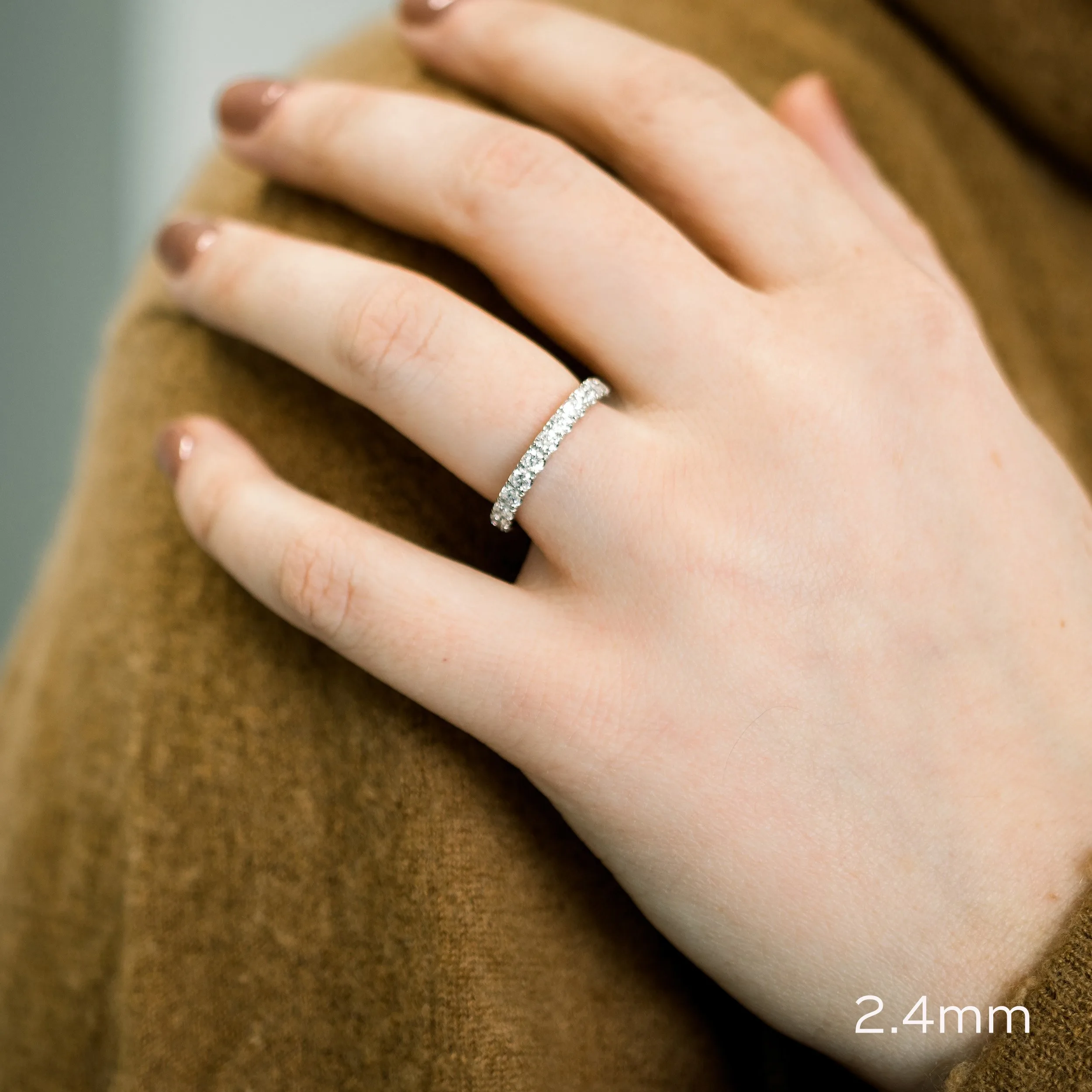 round u pave 3/4 eternity wedding ring ada diamonds design ad 171 on model