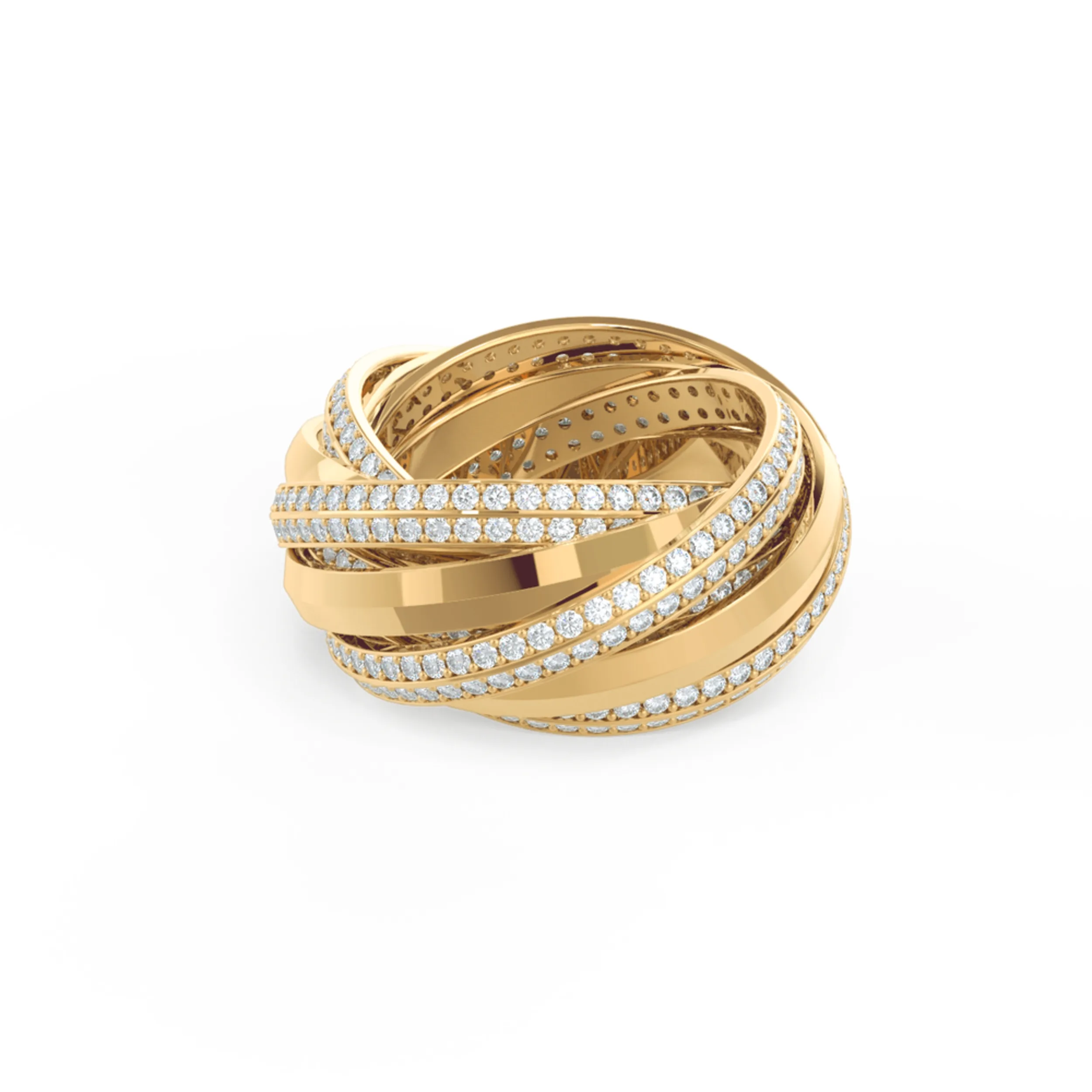 Lovelock Illusion Interlocking Lab Created Diamond Fashion Ring in Yellow Gold Design-094