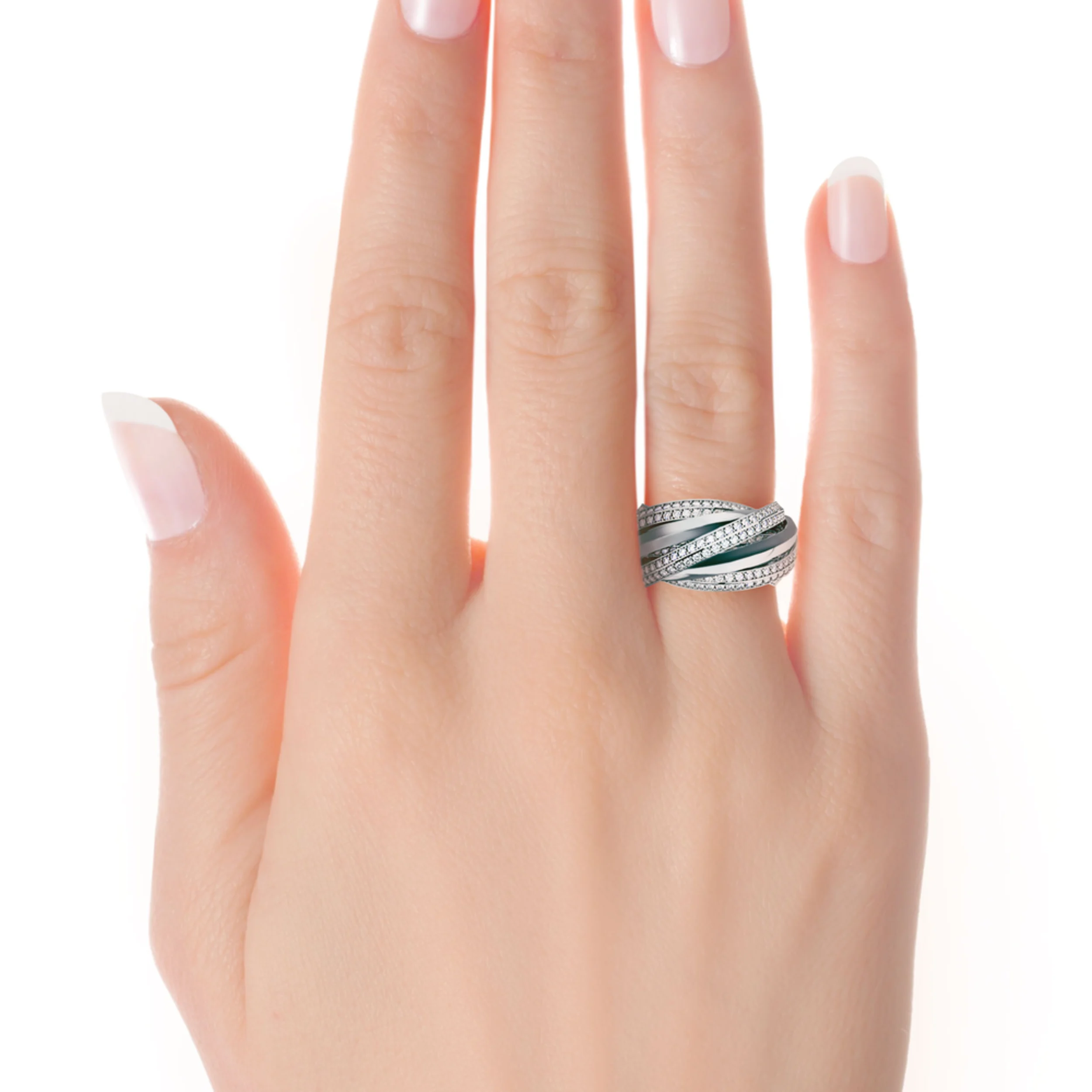Lovelock Illusion Interlocking Lab Created Diamond Fashion Ring in Platinum On Hand Design-094